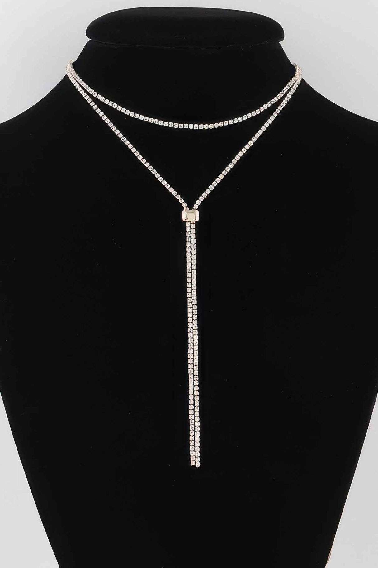 Jeweled Rhinestone Choker Drop Necklace