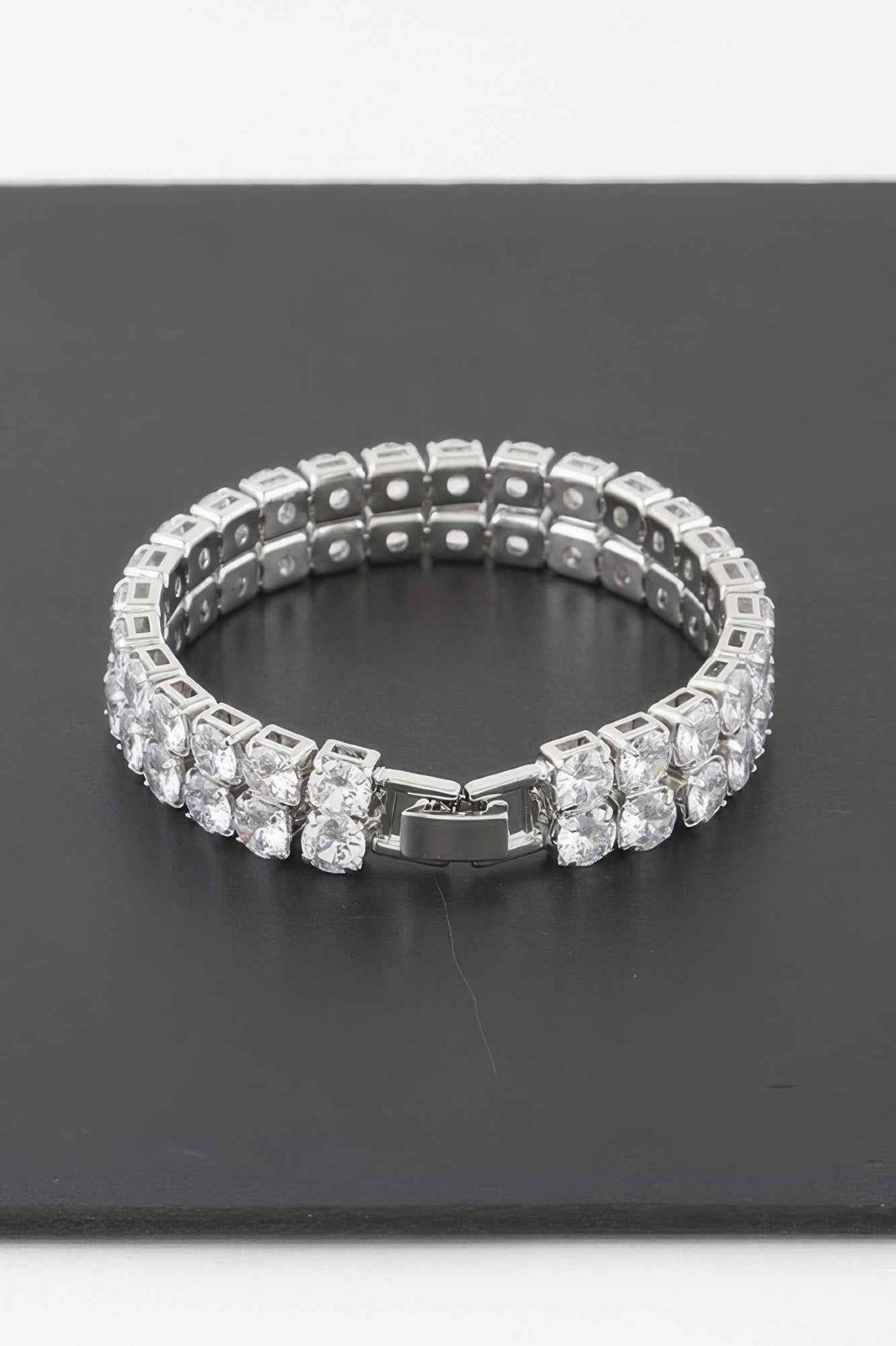 Double Rhinestone Clasp Bracelet