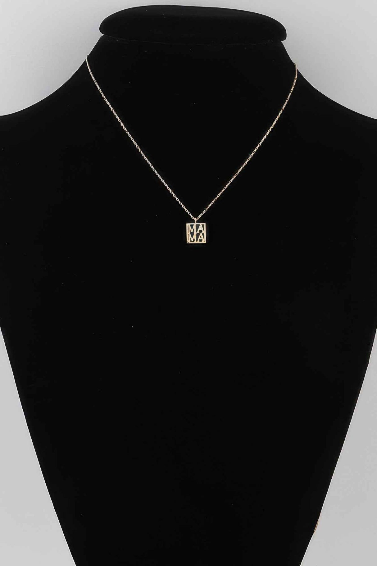 Mama Script Box Necklace