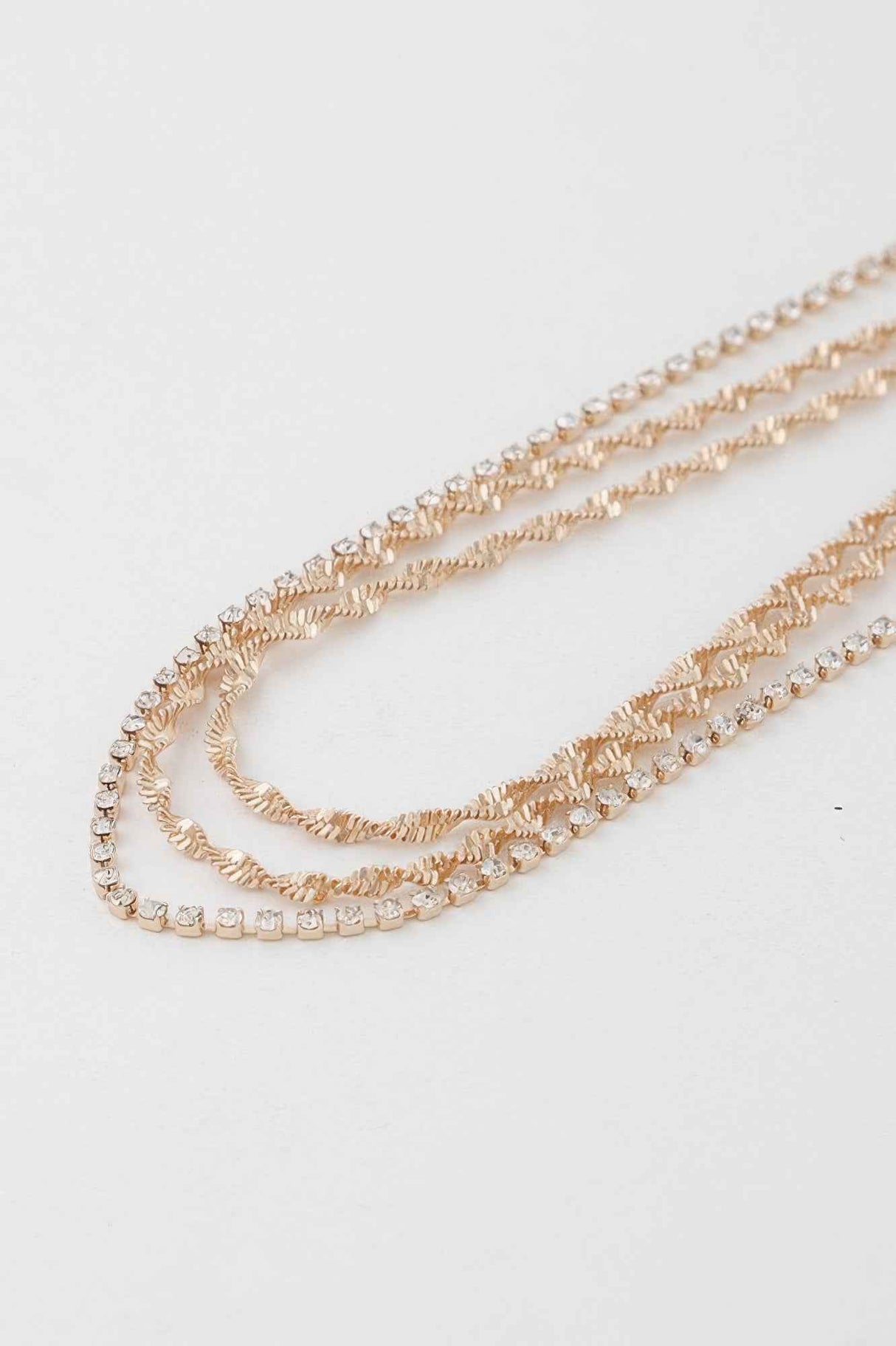 Rhinestone Twisted Chain Necklace