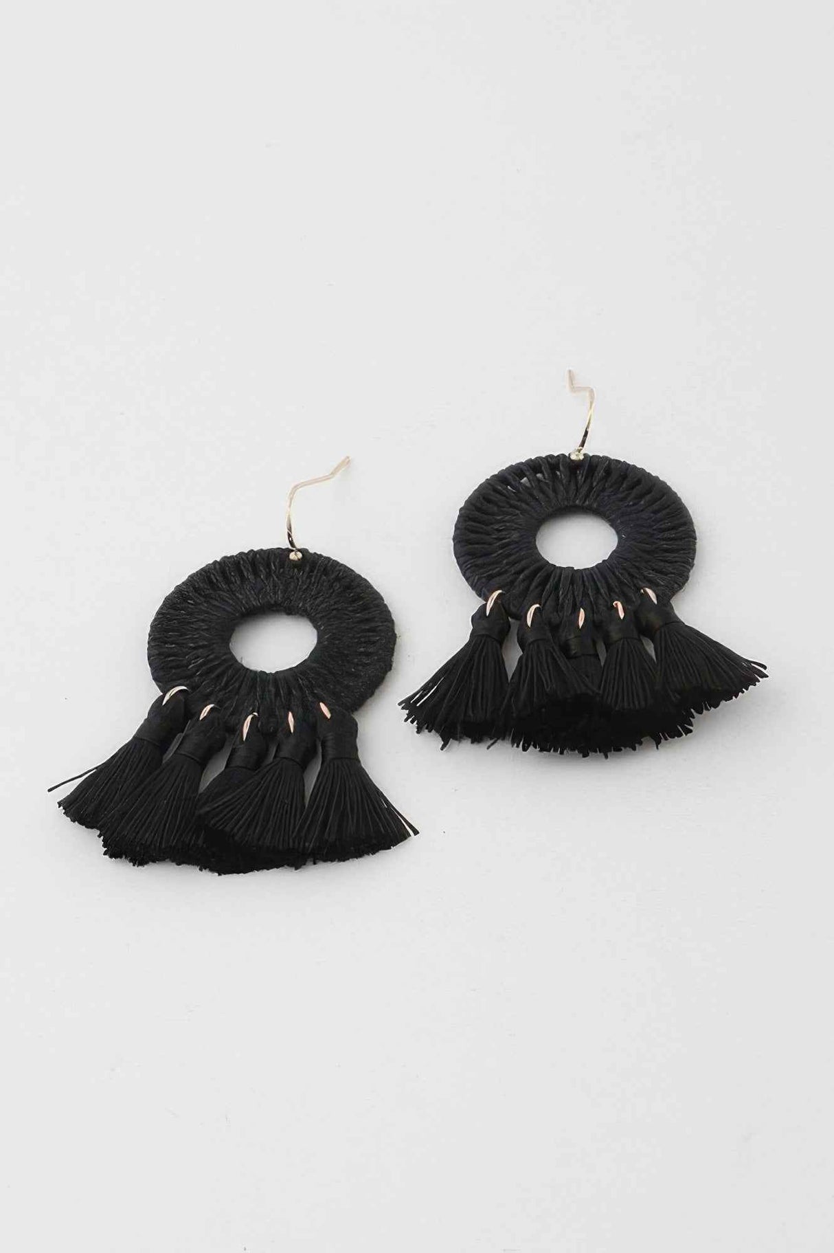 Weaved Tassel Disk Earrings