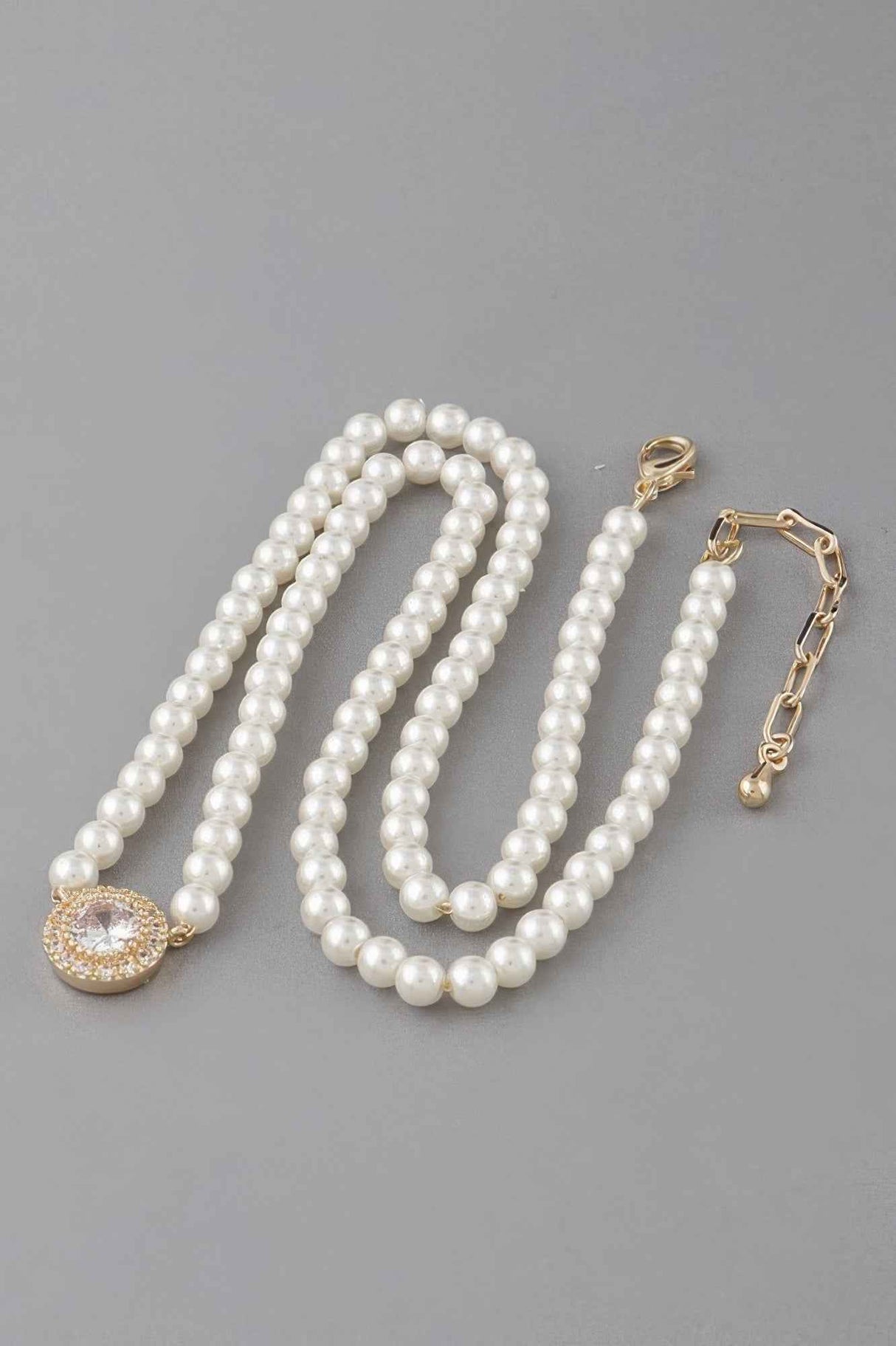 Rhinestone Pearl Beaded Necklace