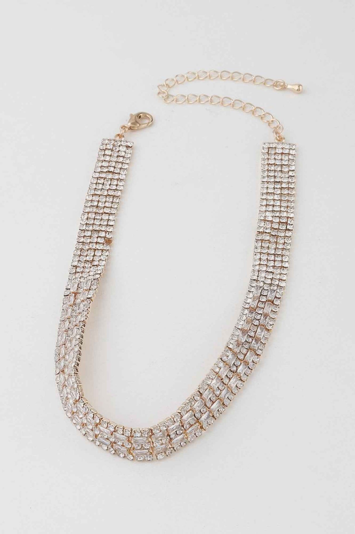 Multi Rhinestone Crystal Choker Necklace