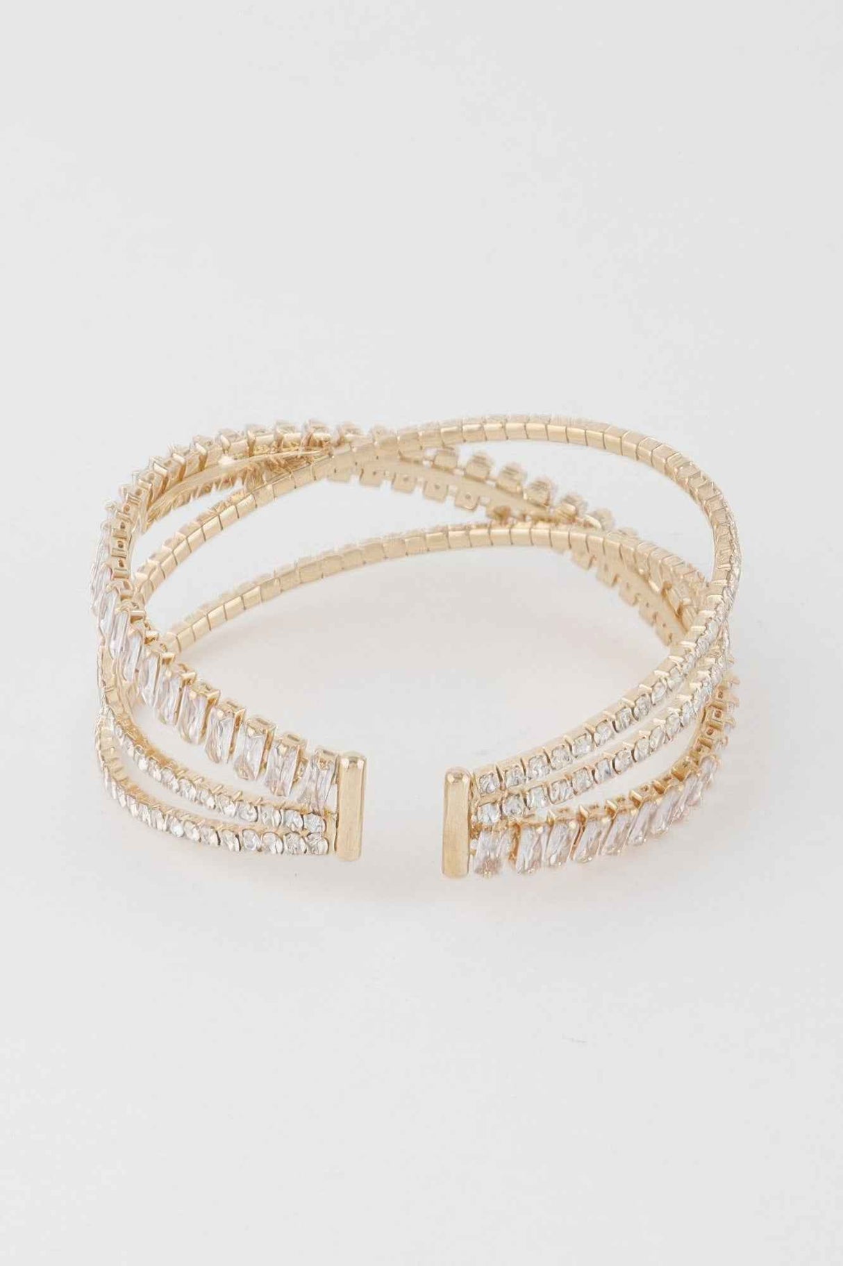 Triple Crystal Laced Cuff Bracelet