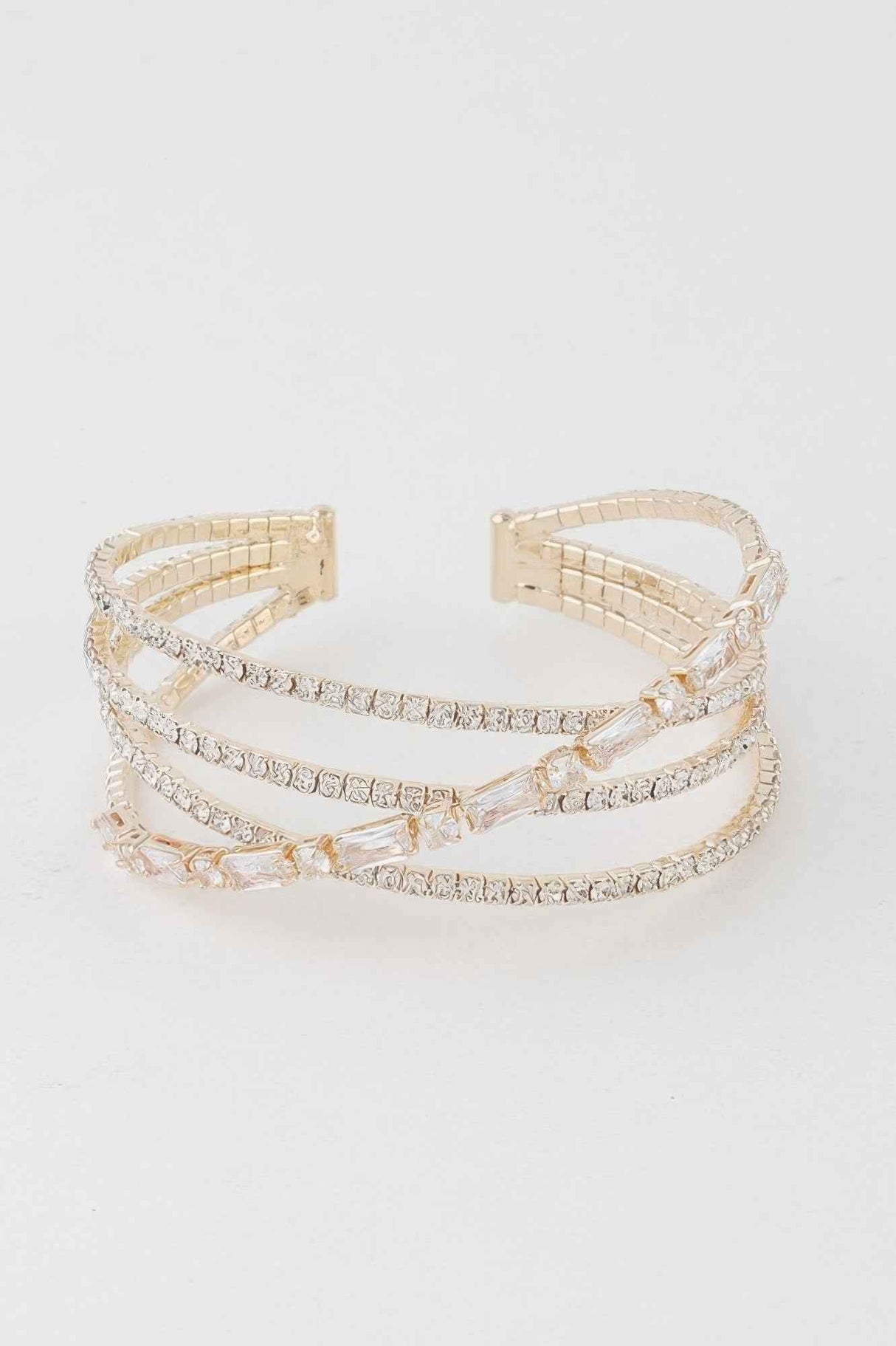 Multi Crystal Laced Cuff Bracelet