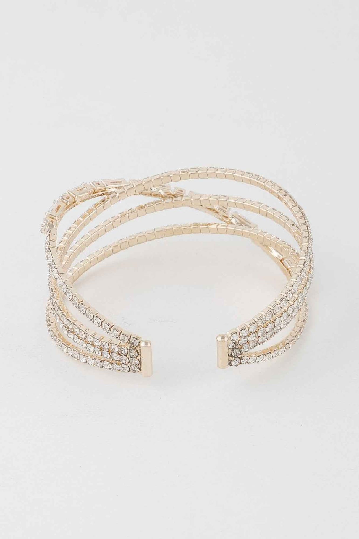 Multi Crystal Laced Cuff Bracelet