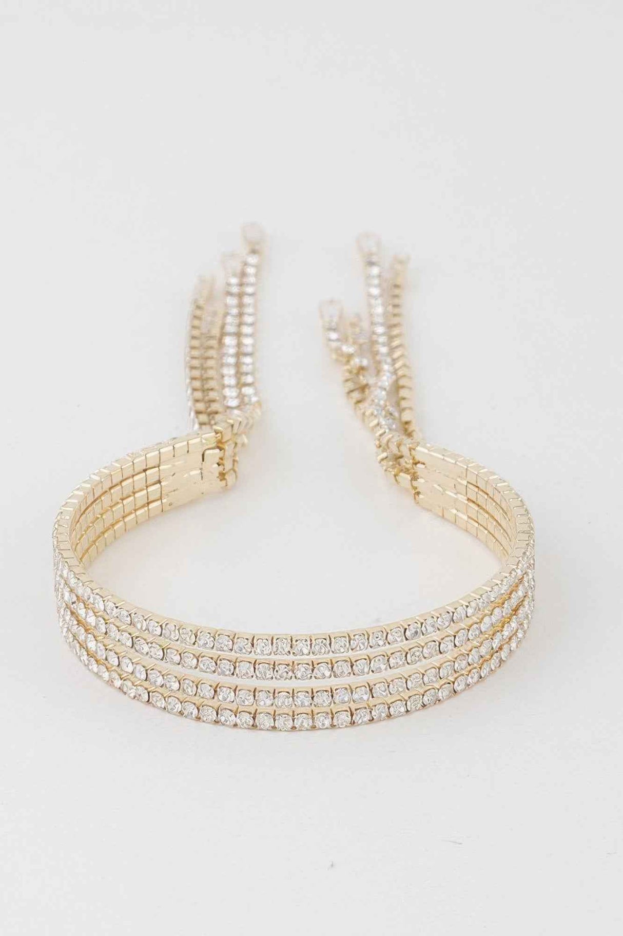 Multi Rhinestone Drop Cuff Bracelet