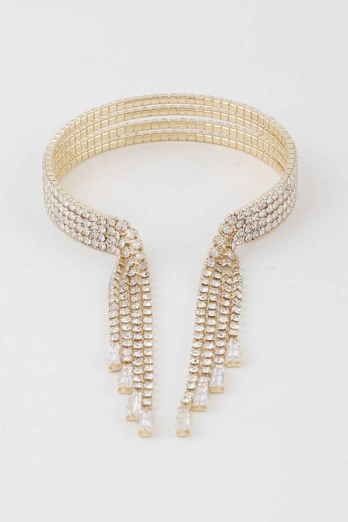 Multi Rhinestone Drop Cuff Bracelet