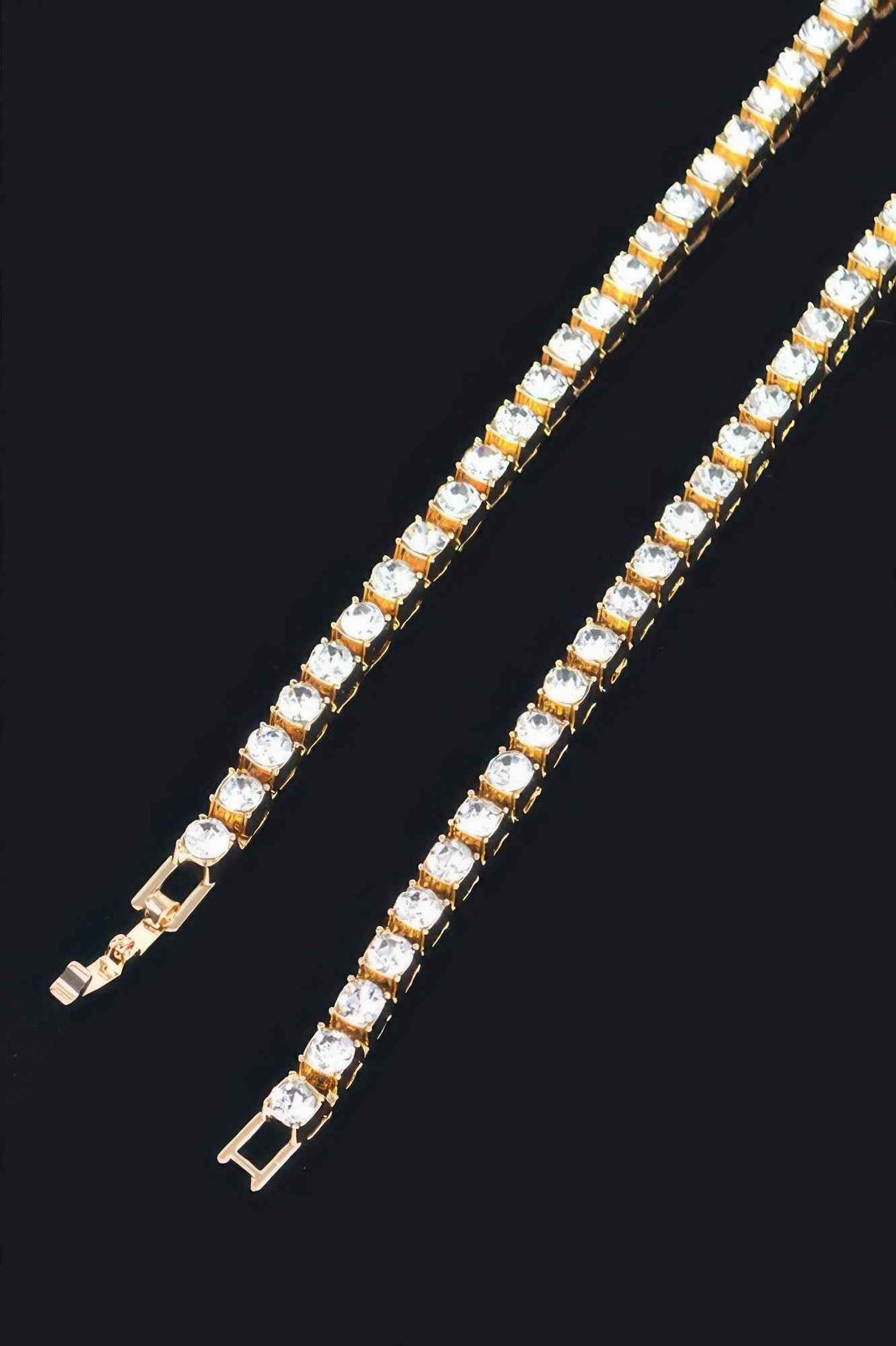 Rhinestone Chain Layered Necklace 45cm