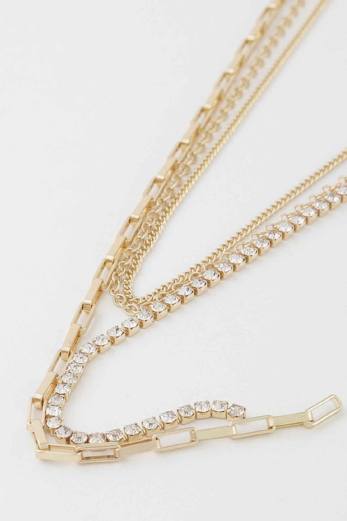 Multi Rhinestone Chain Necklace