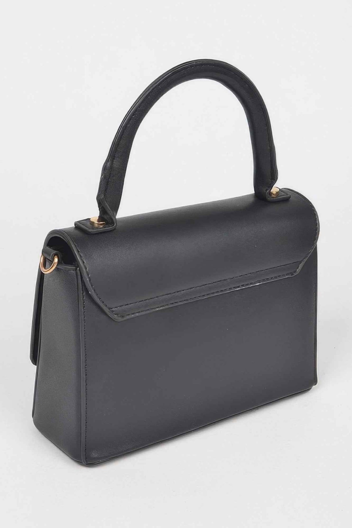 Faux Leather Top Handle Bag