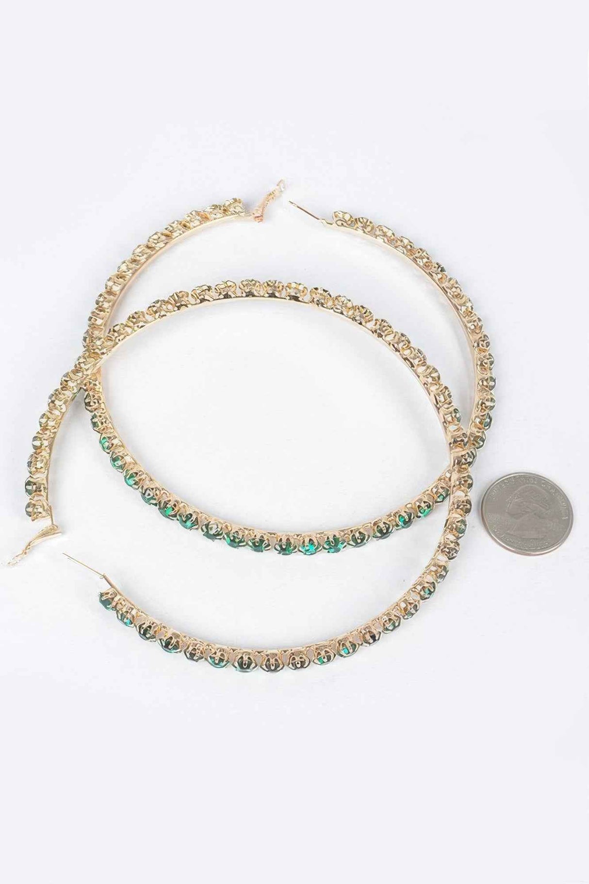 Upside Down Multi Rhinestone Hoop Earring