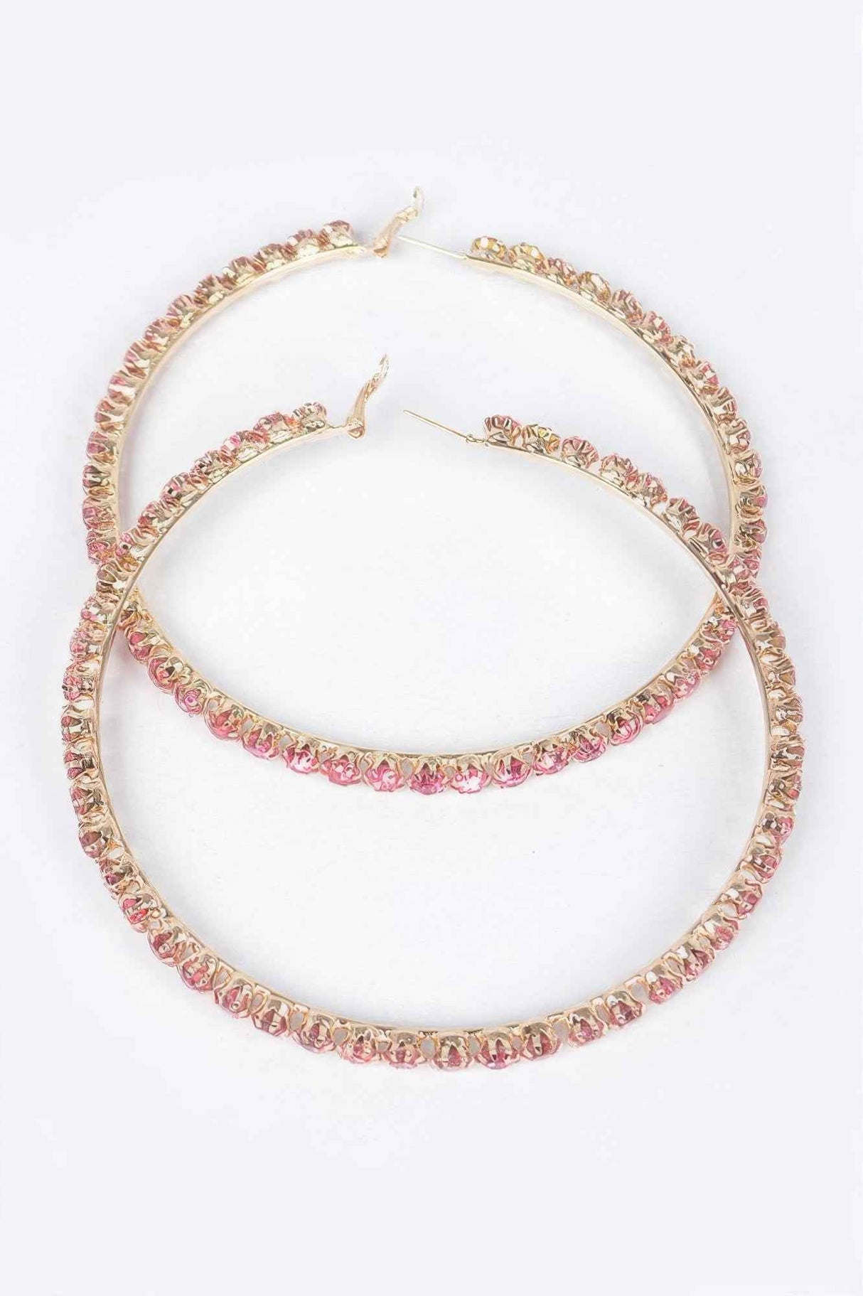 Upside Down Multi Rhinestone Hoop Earring