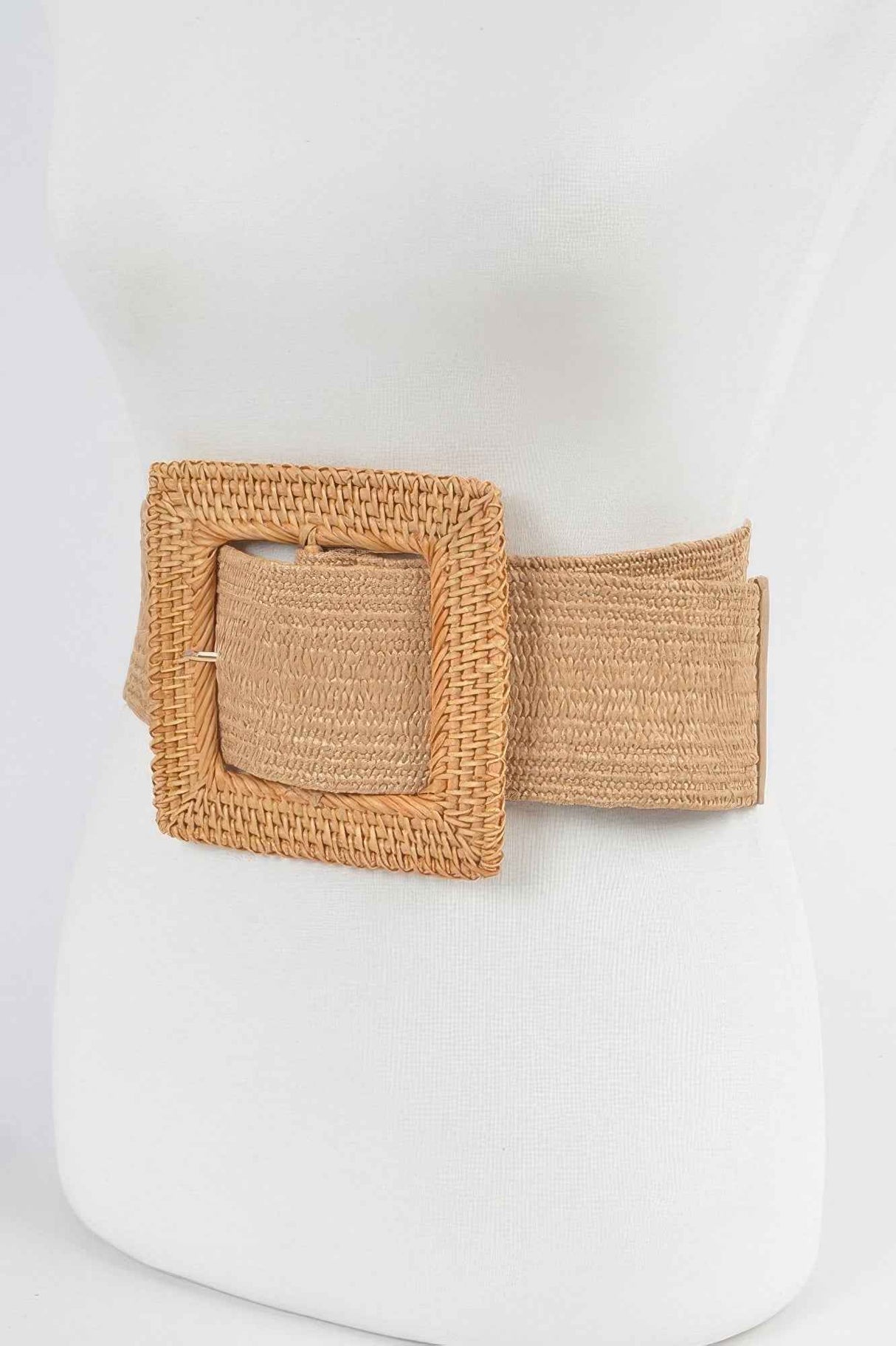 Oversized Bamboo Buckle Waist Elastic Belt