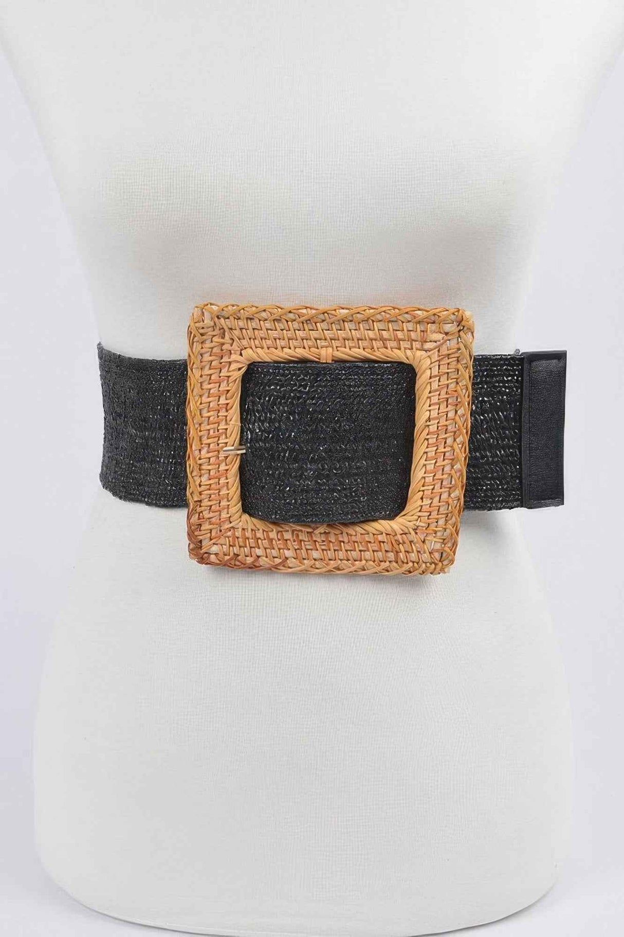 Oversized Bamboo Buckle Waist Elastic Belt