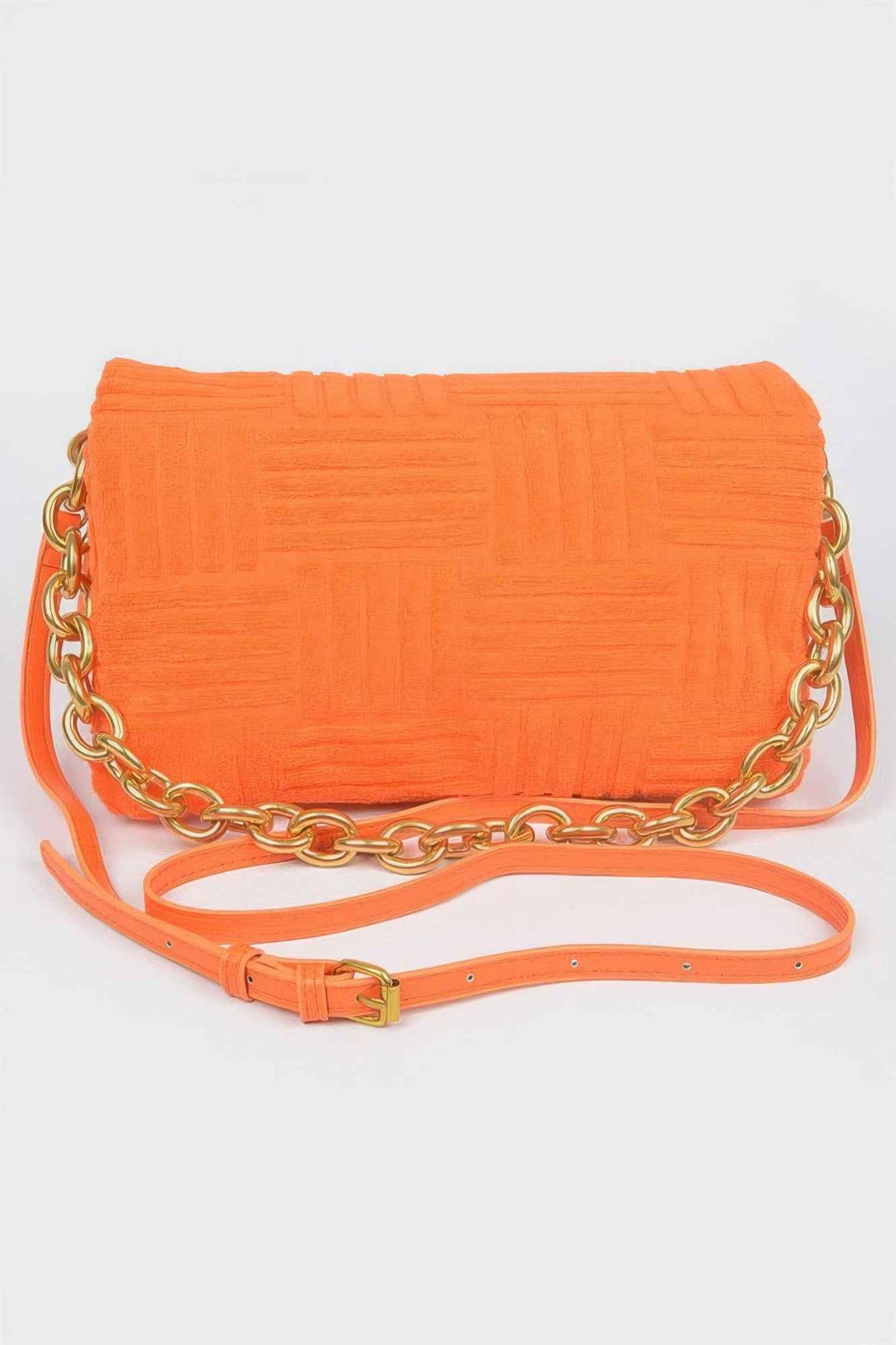 Towel Embossed Chain Flap Bag