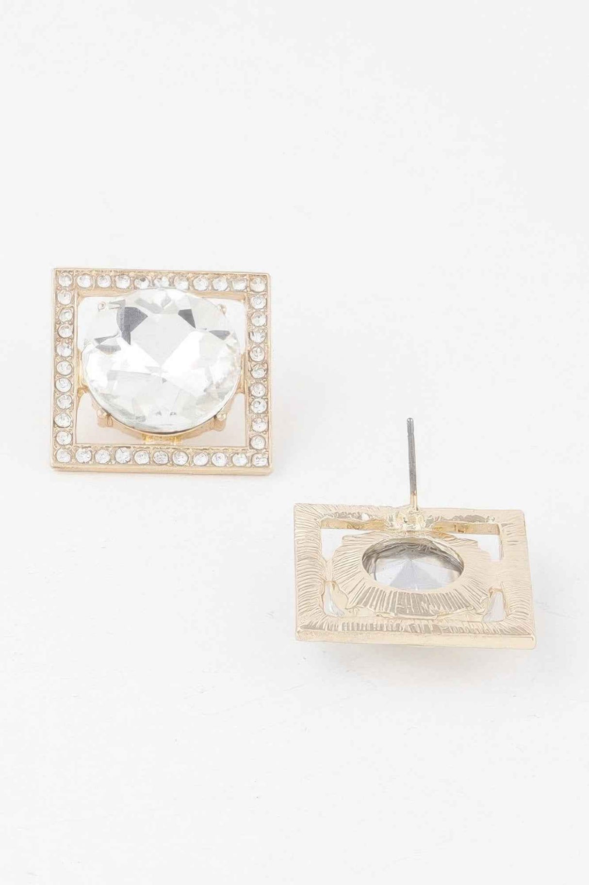 Framed Rhinestone Stud Earrings