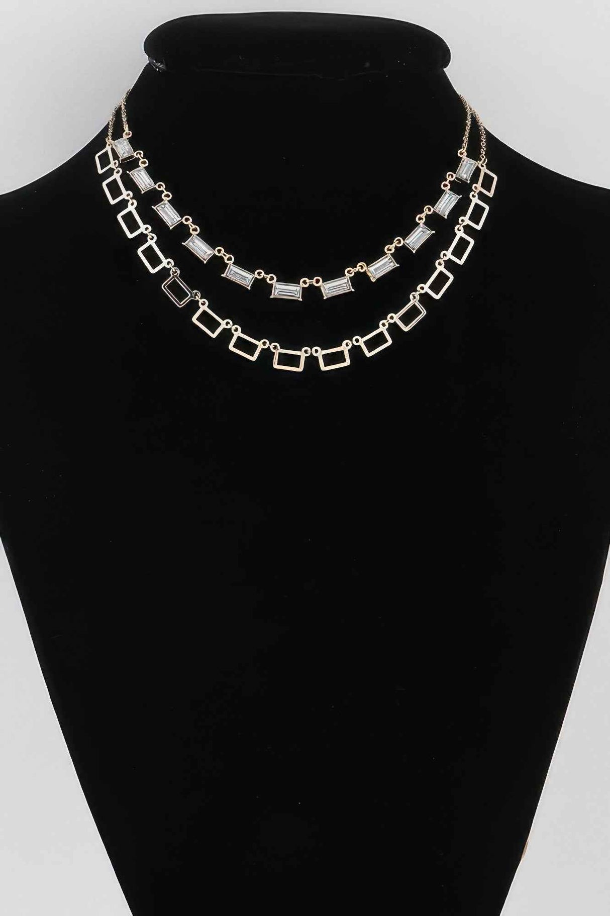 Multi Square Crystal Charm Necklace