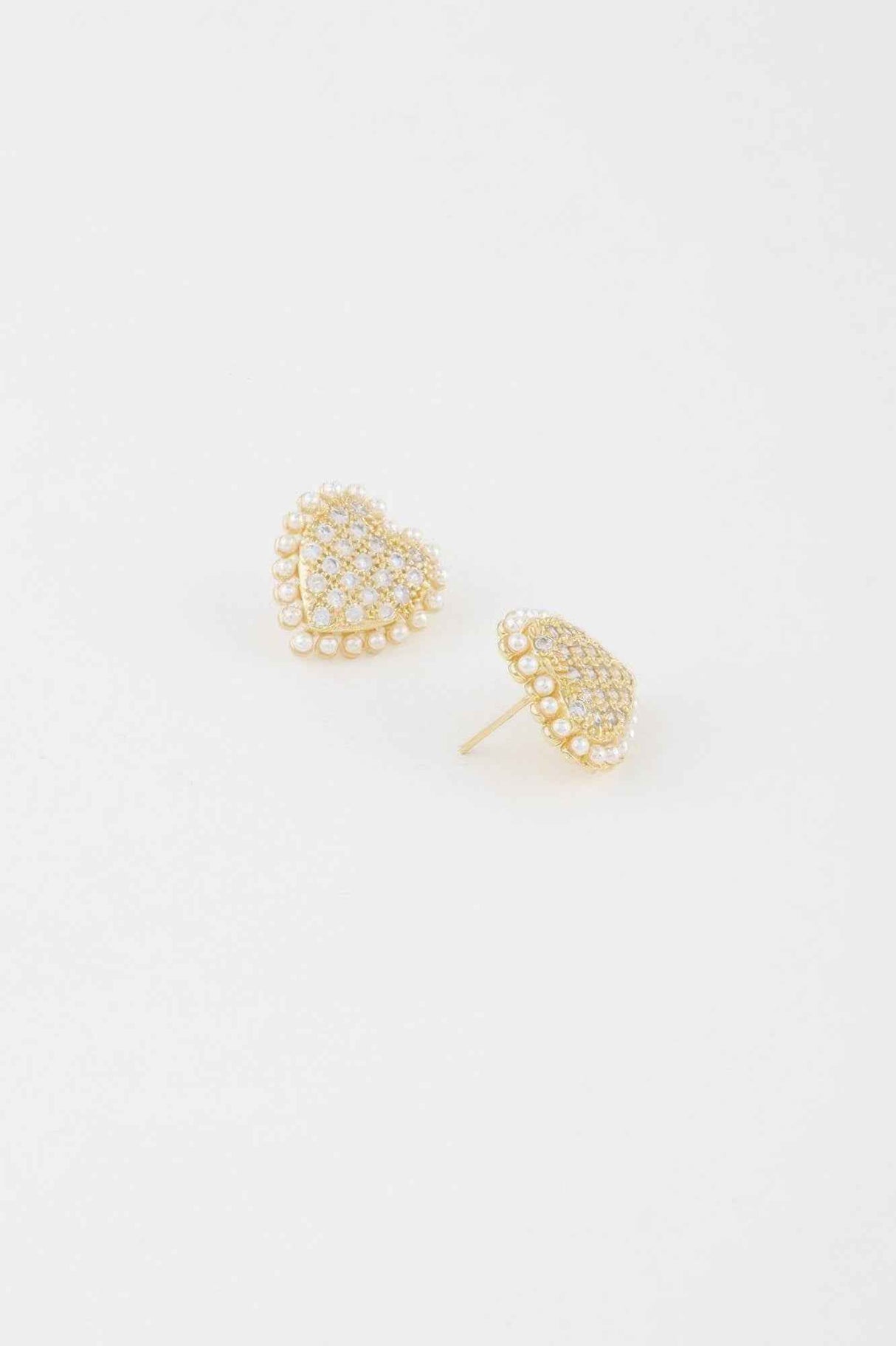 Beaded Heart Stud Earrings
