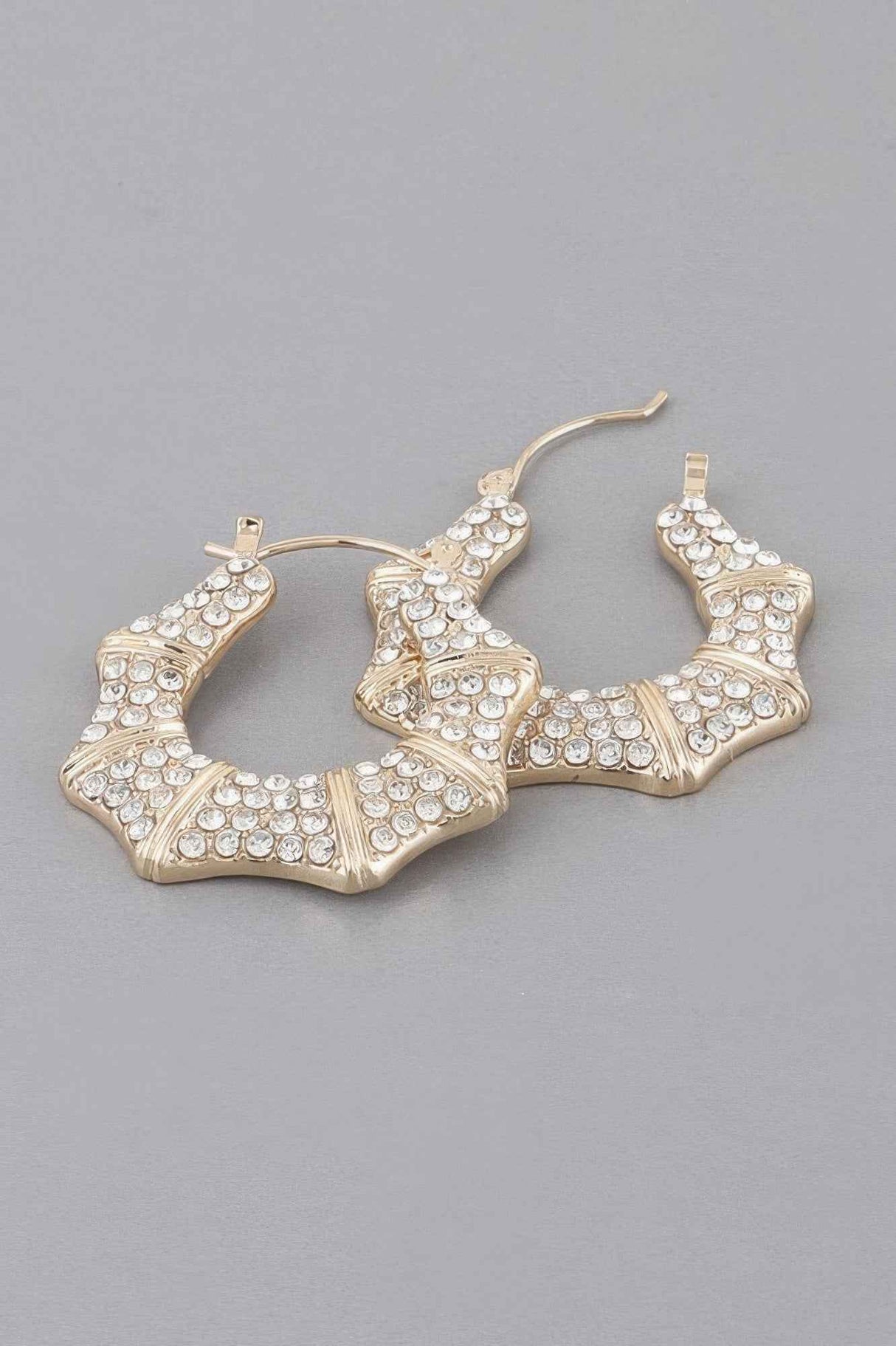 Rhinestone Shoehorn Hoop Earrings