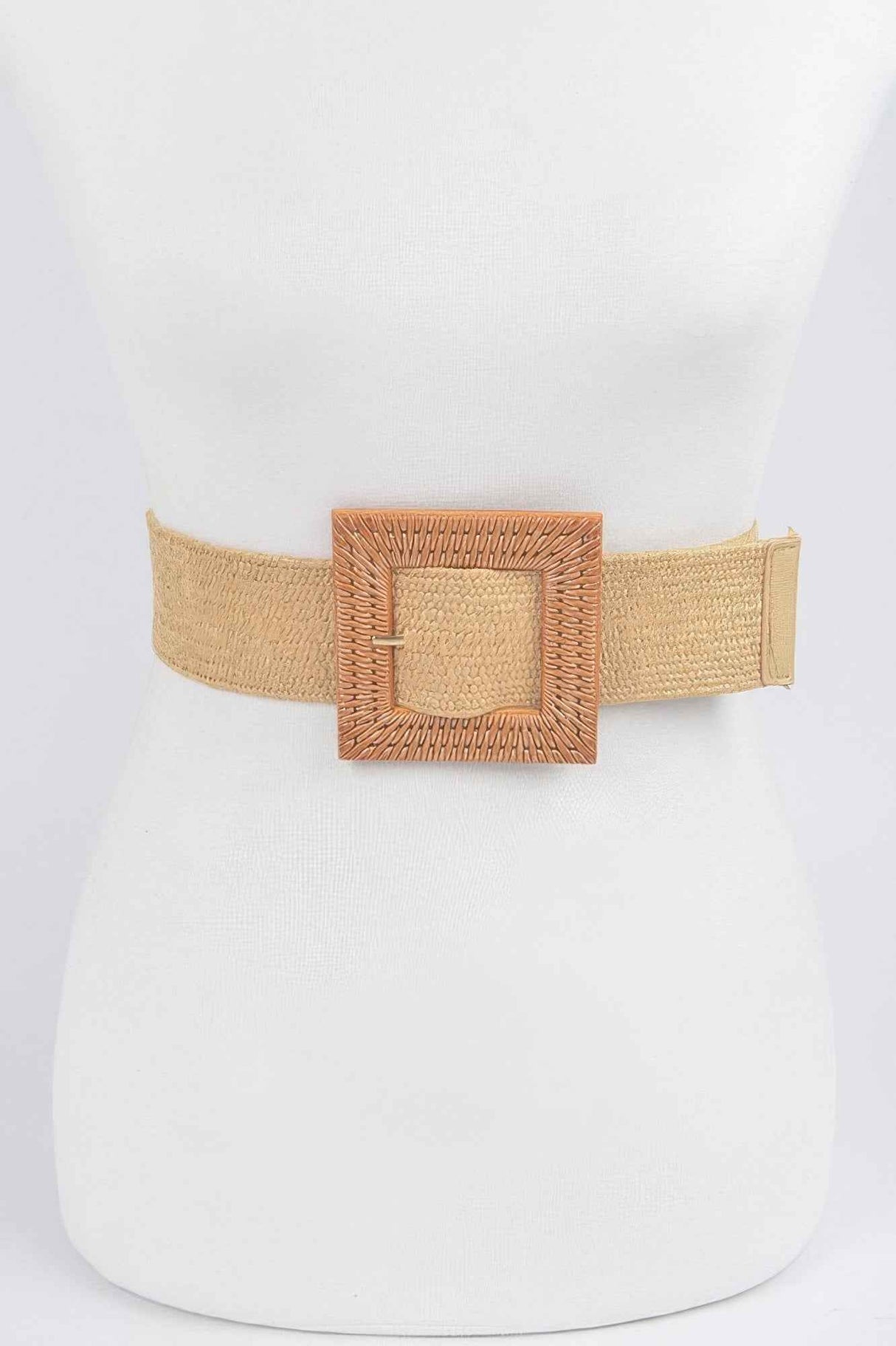 Faux Bamboo Buckle Elastic Belt