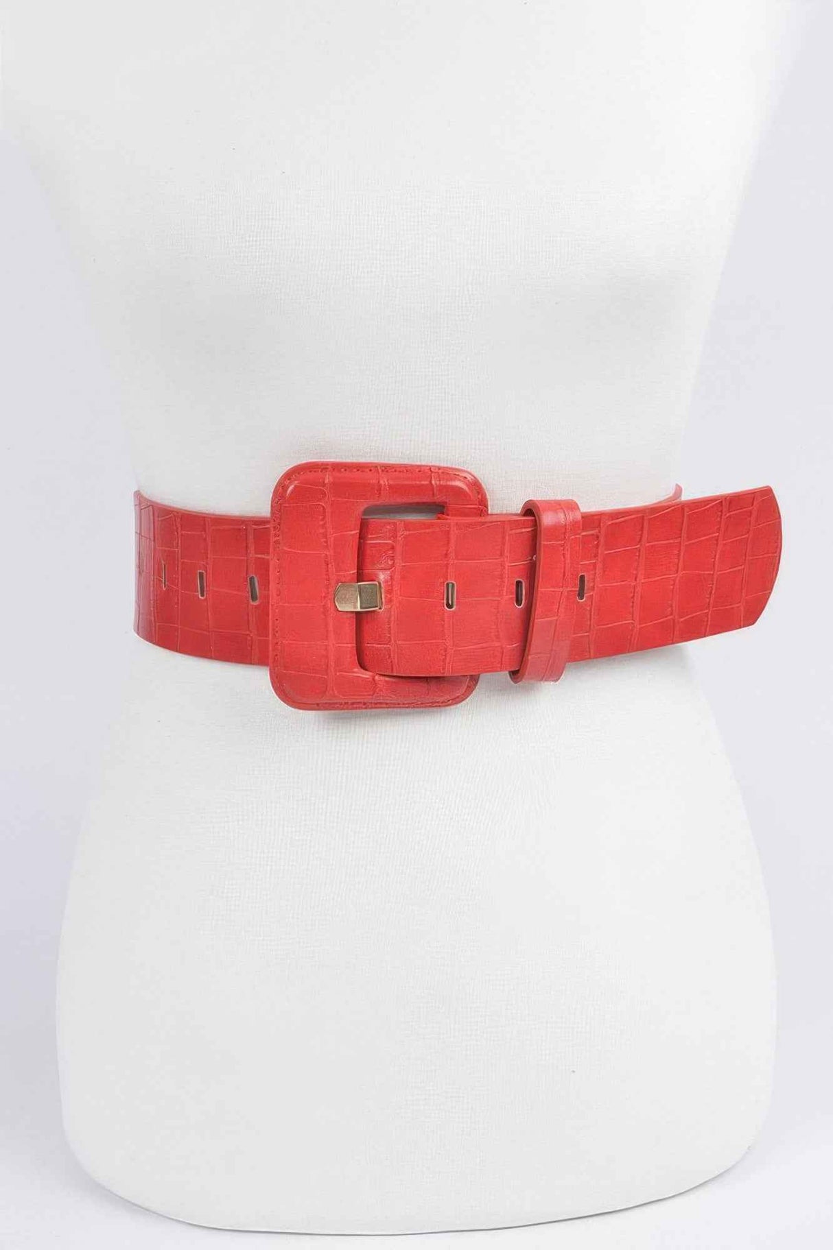 Faux Croc Leather Waist Belt
