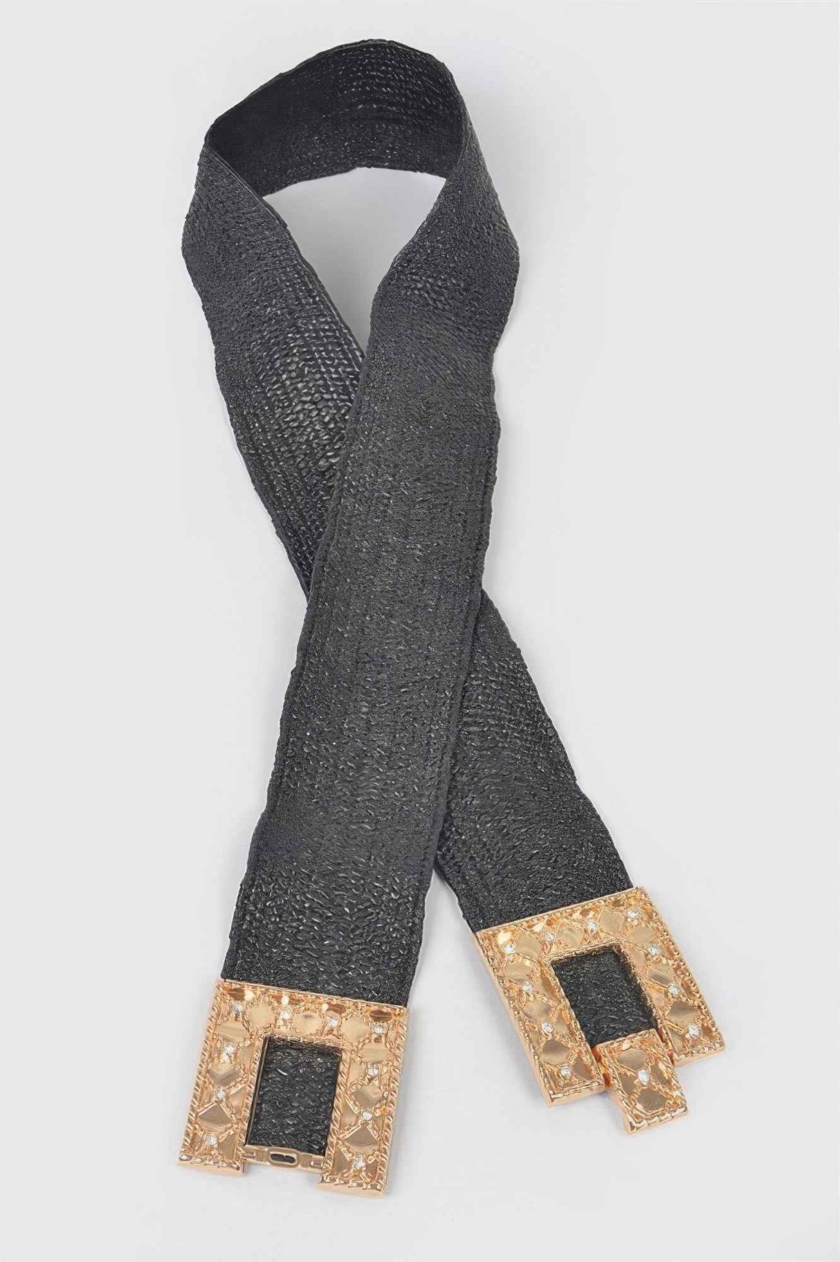 Rhinestone Buckle Plus Size Stretch Straw Belt