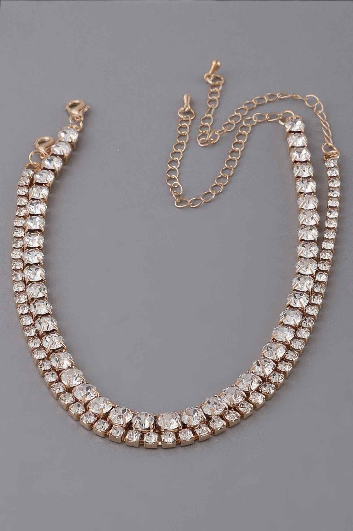 Double Rhinestone Choker Necklace
