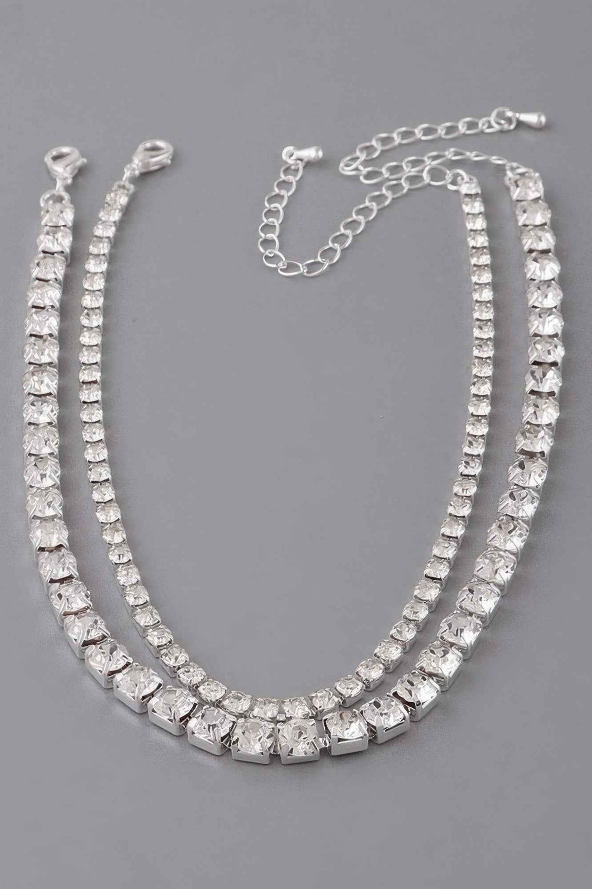 Double Rhinestone Choker Necklace