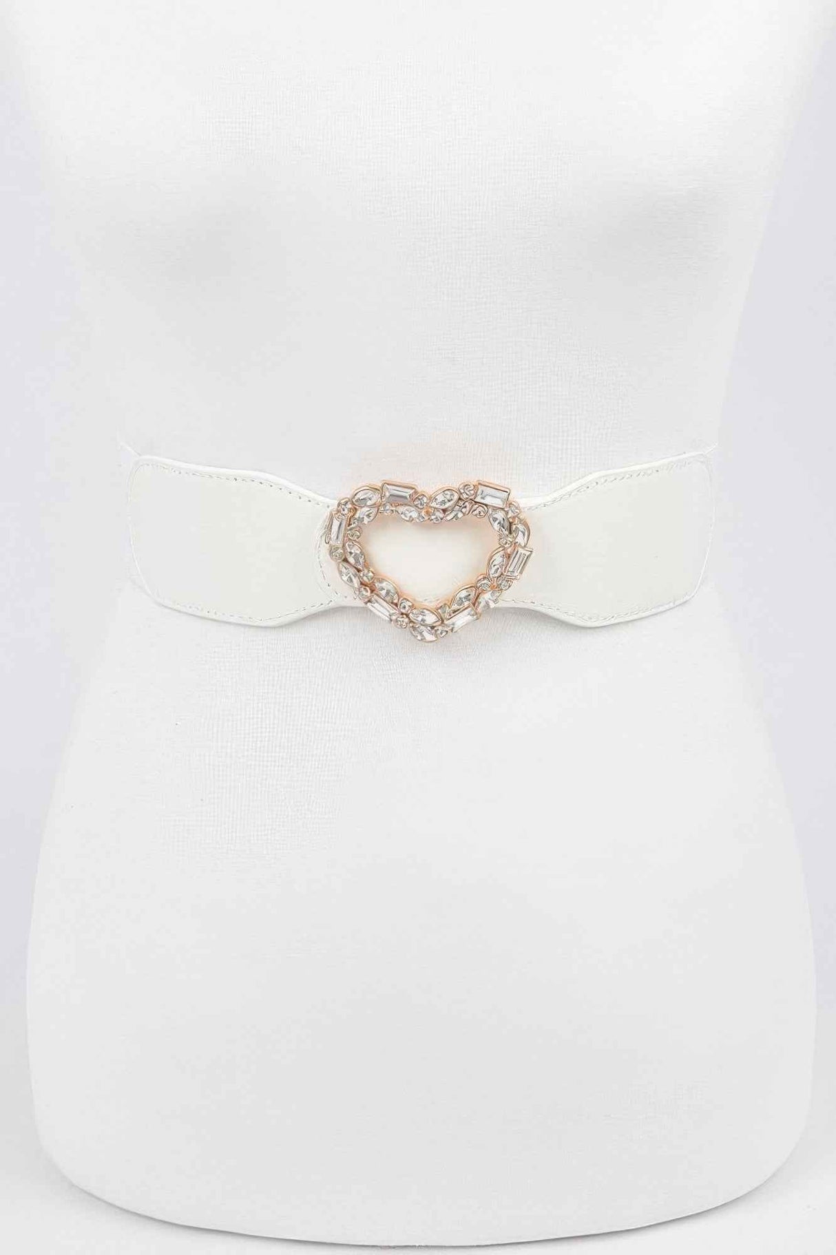 Heart Rhinestone Buckle Elastic Belt