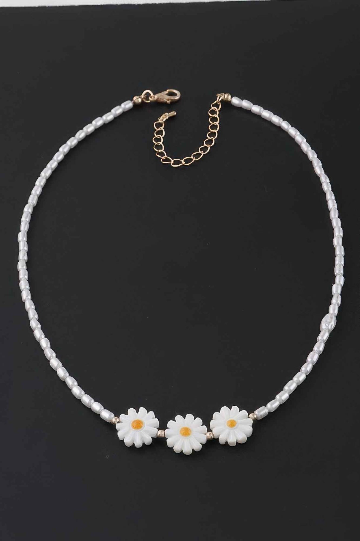 Beaded Flower Trio Necklace