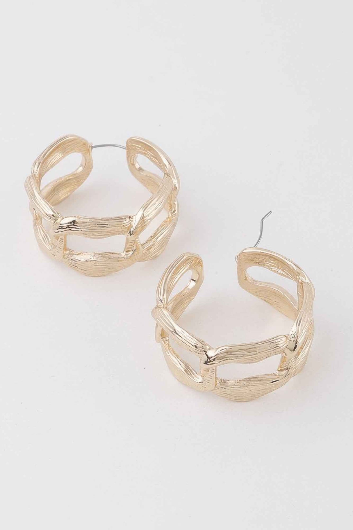Flat Link Chain Hoop Earrings