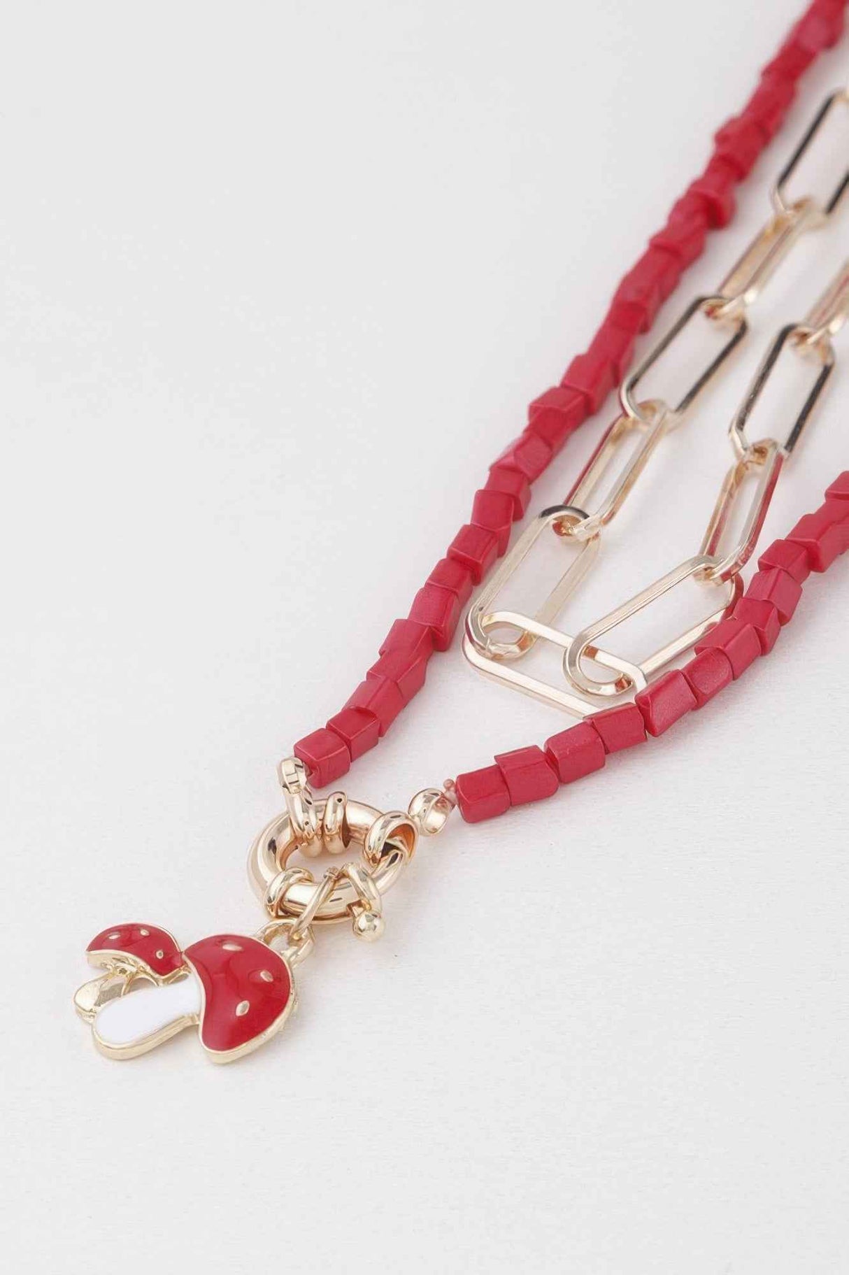 Beaded Mushroom Chain Necklace