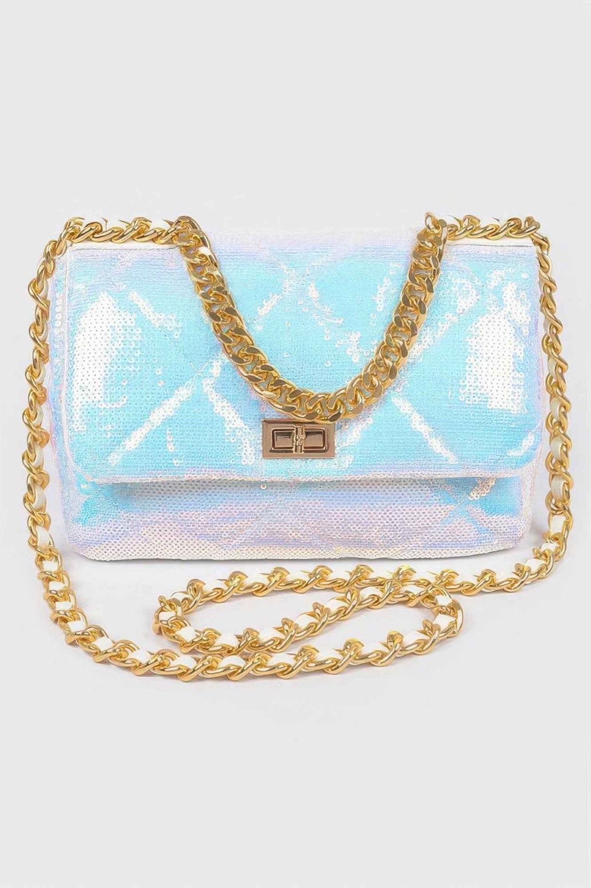 Quilted Sequins Chain Shoulder