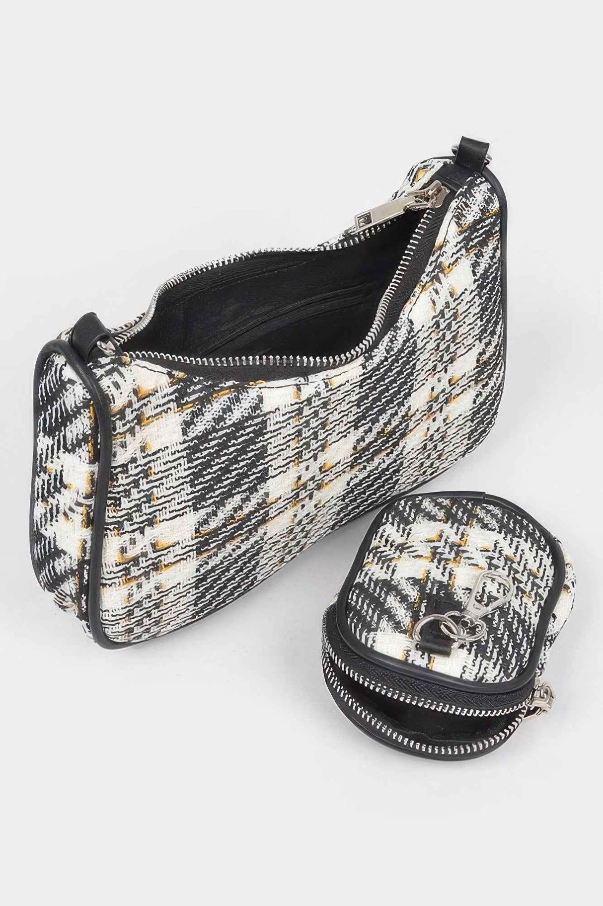 Tweed Plaid Shoulder Bag W/airpod Purse