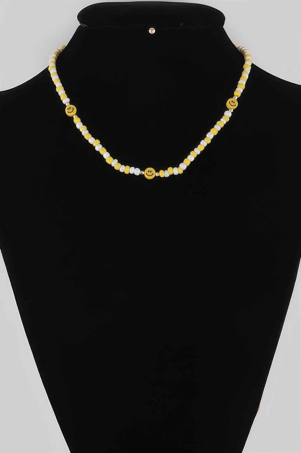 Beaded Smiley Face Charm Necklace