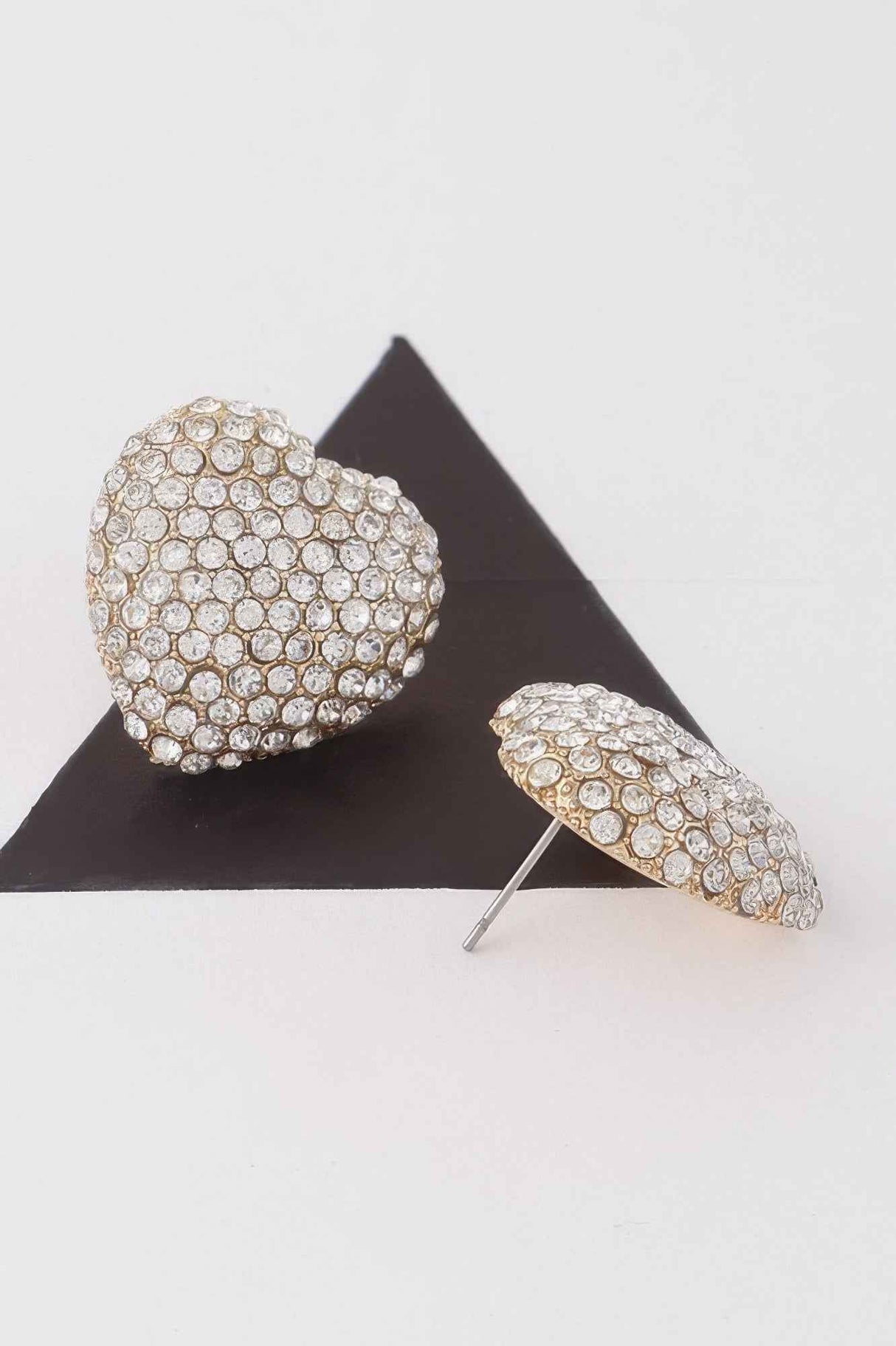 Jeweled Heart Stud Earrings
