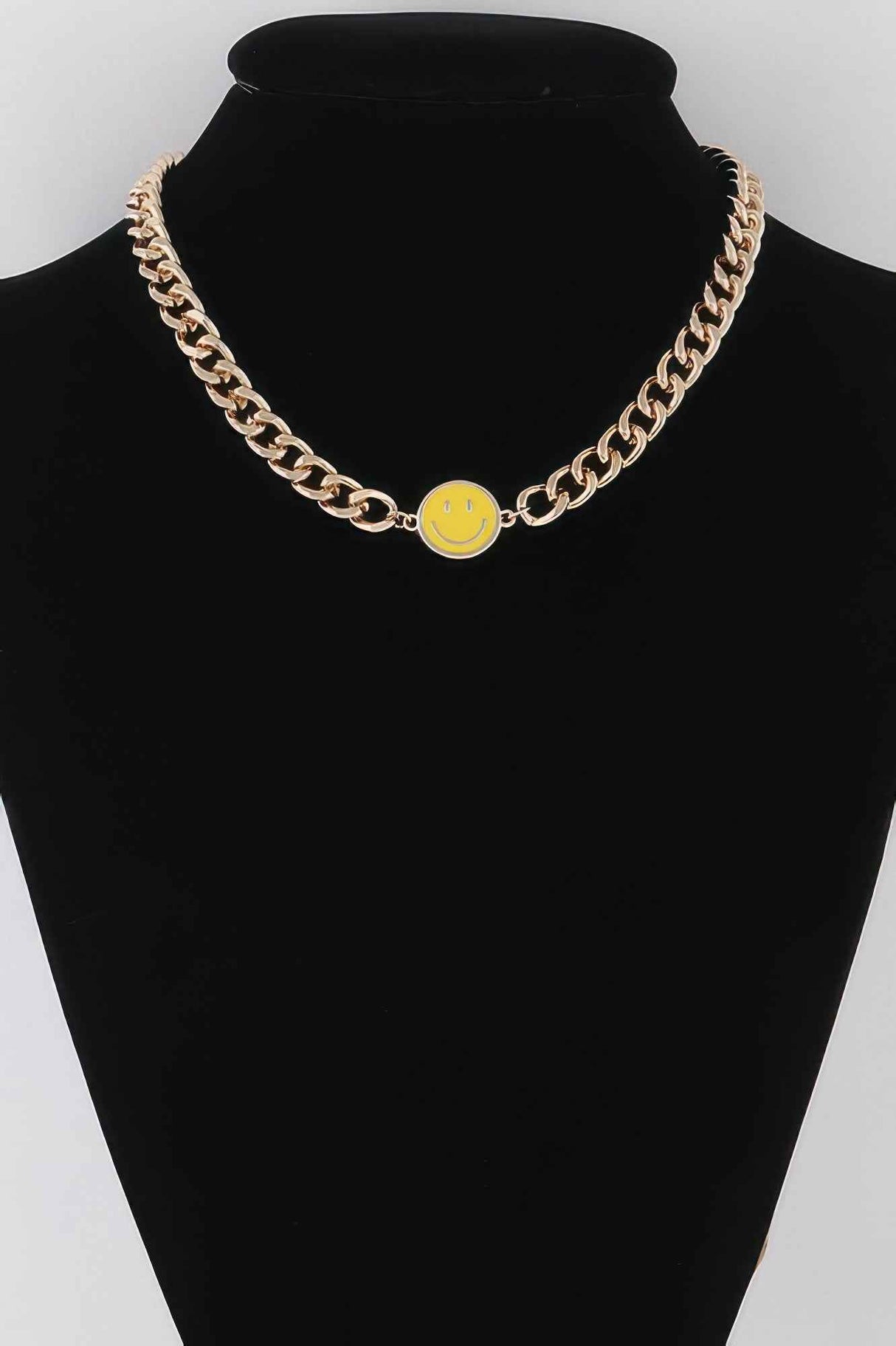 Smiley Face Curb Chain Necklace