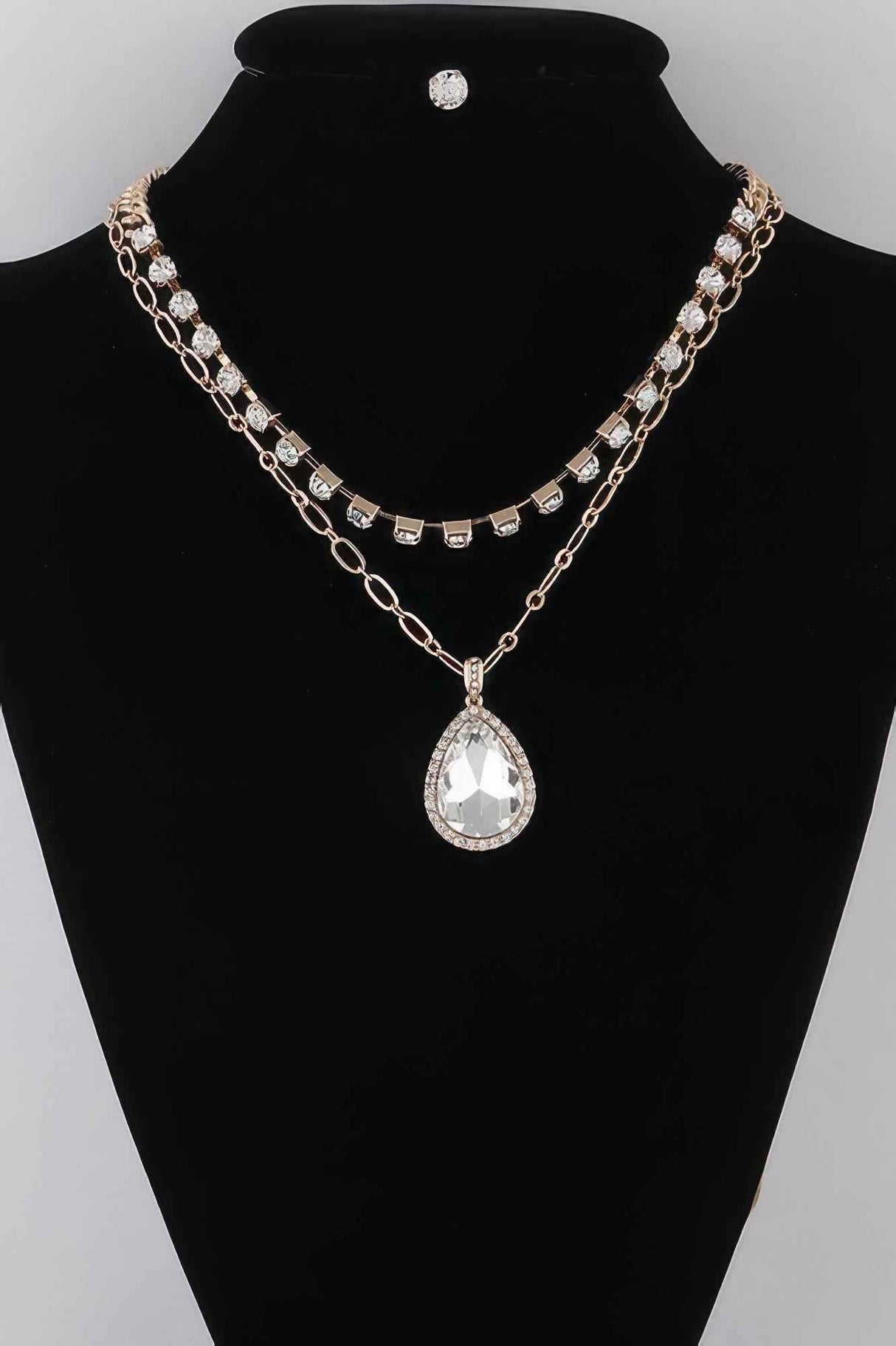 Jeweled Teardrop Pendant Necklace