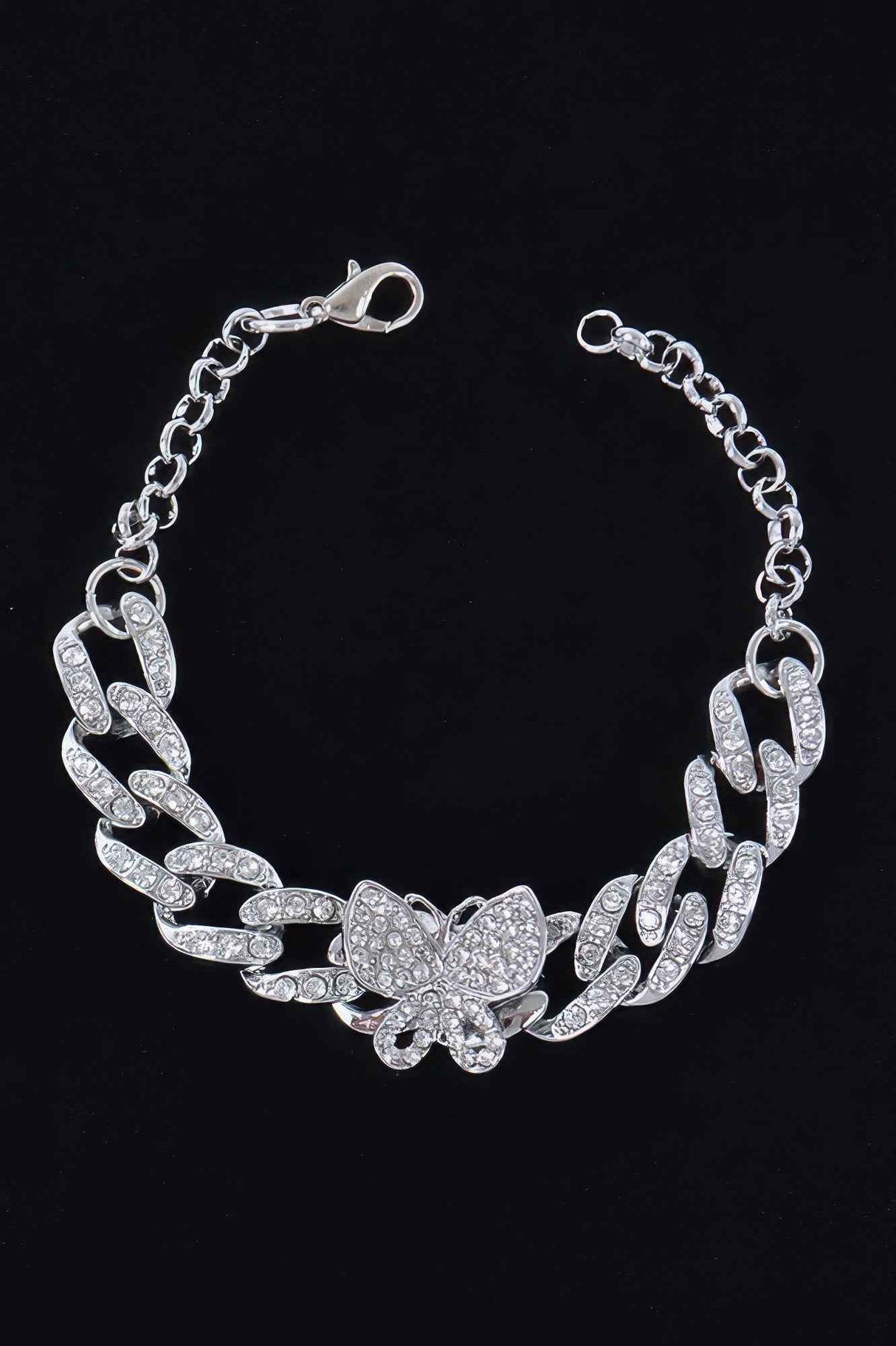 Rhinestone Butterfly Chain Bracelet