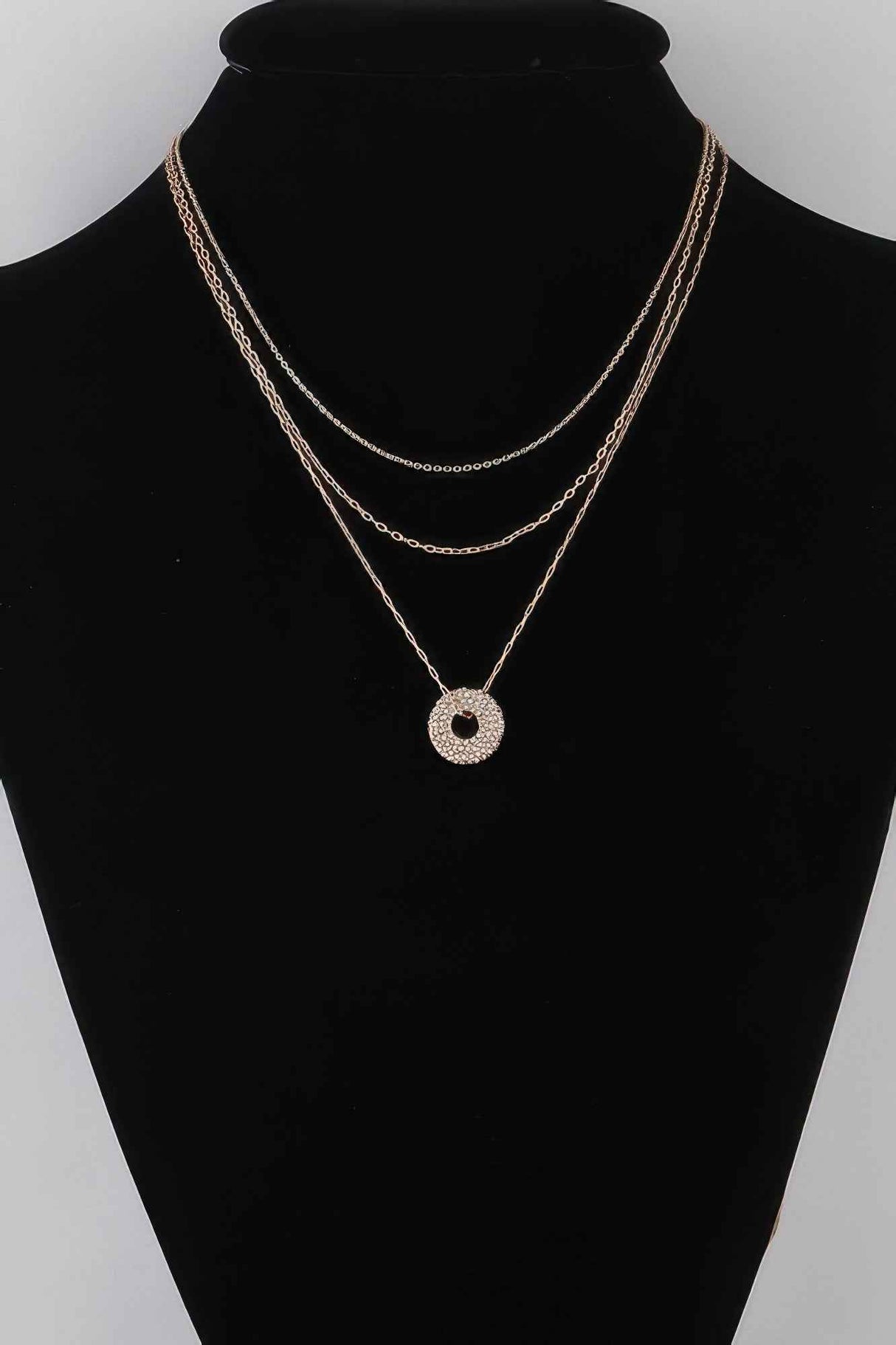 Jeweled Open Circle Pendant Necklace