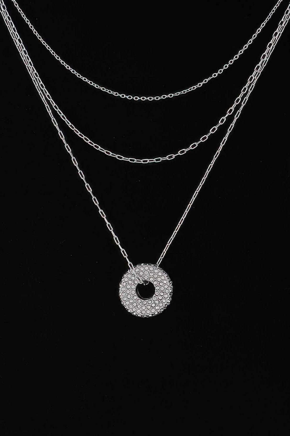 Jeweled Open Circle Pendant Necklace