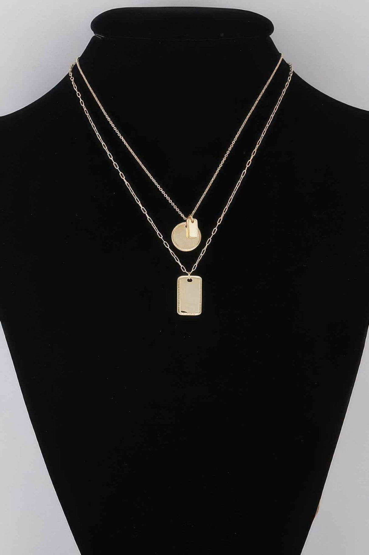 Double Layered Name Tag Pendant Necklace