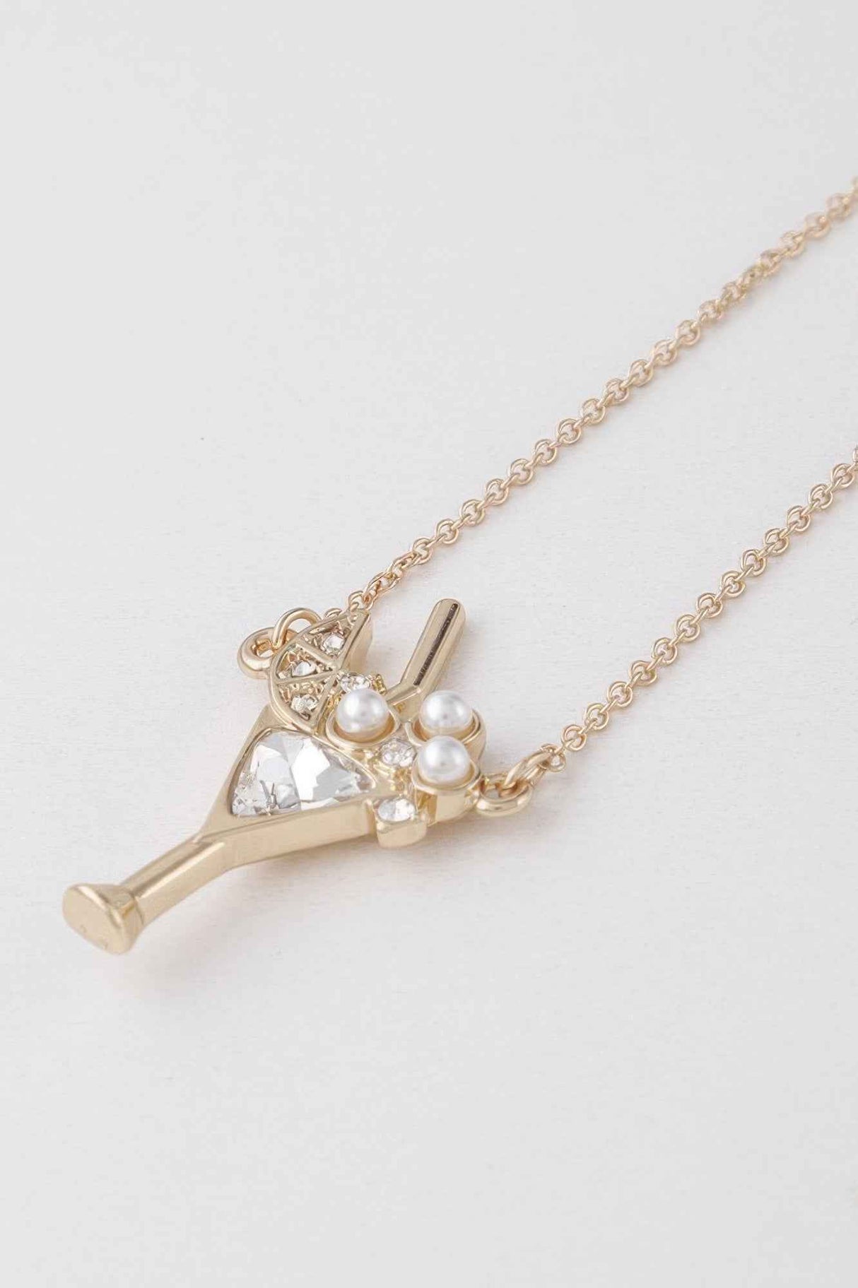 Jeweled Martini Glass Pendant Necklace