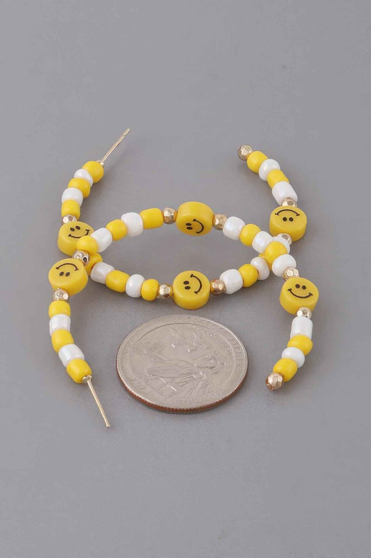 Beaded Smiley Face Hoop Earrings