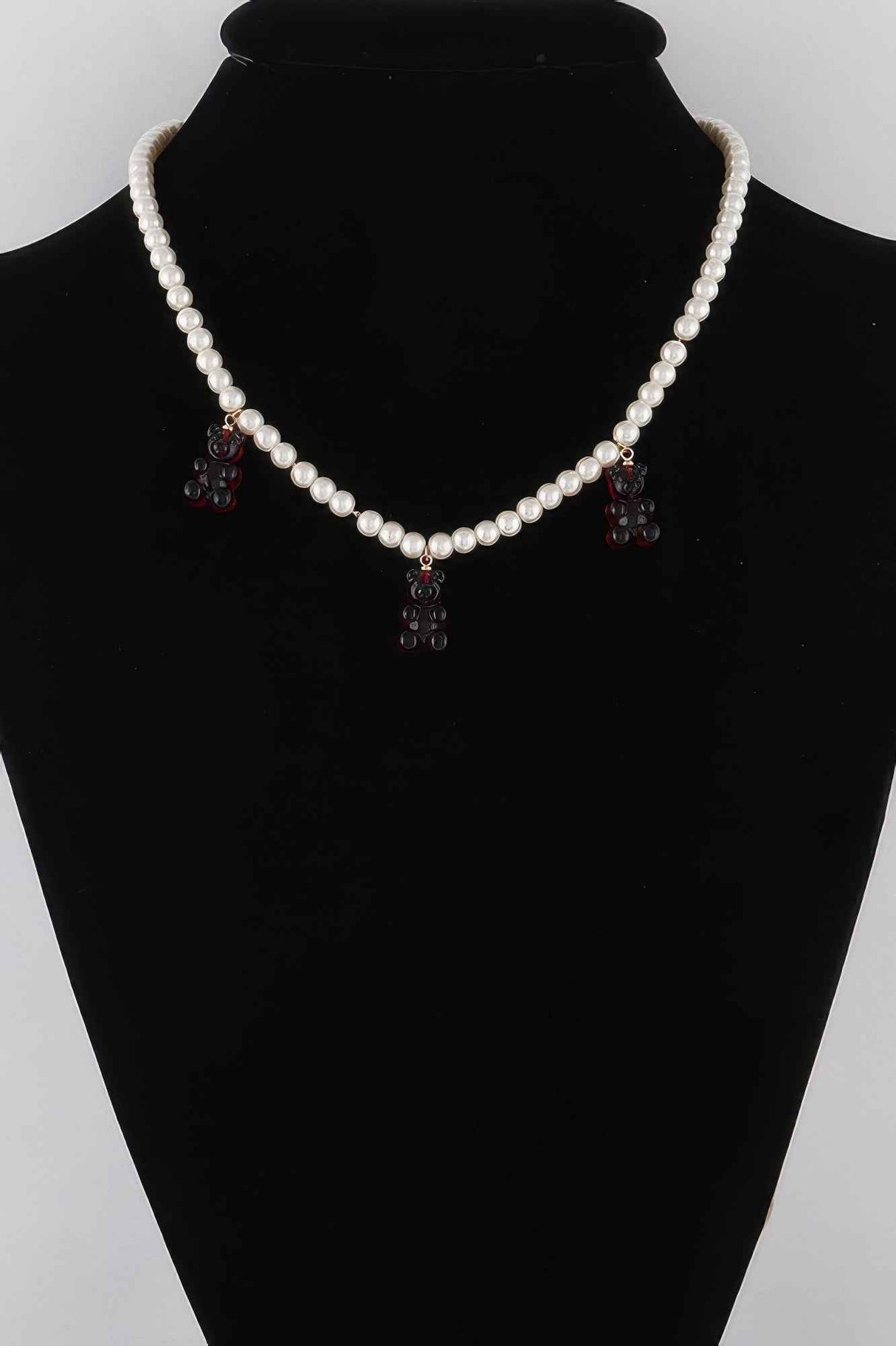 Pearled Gummy Bear Trio Necklace