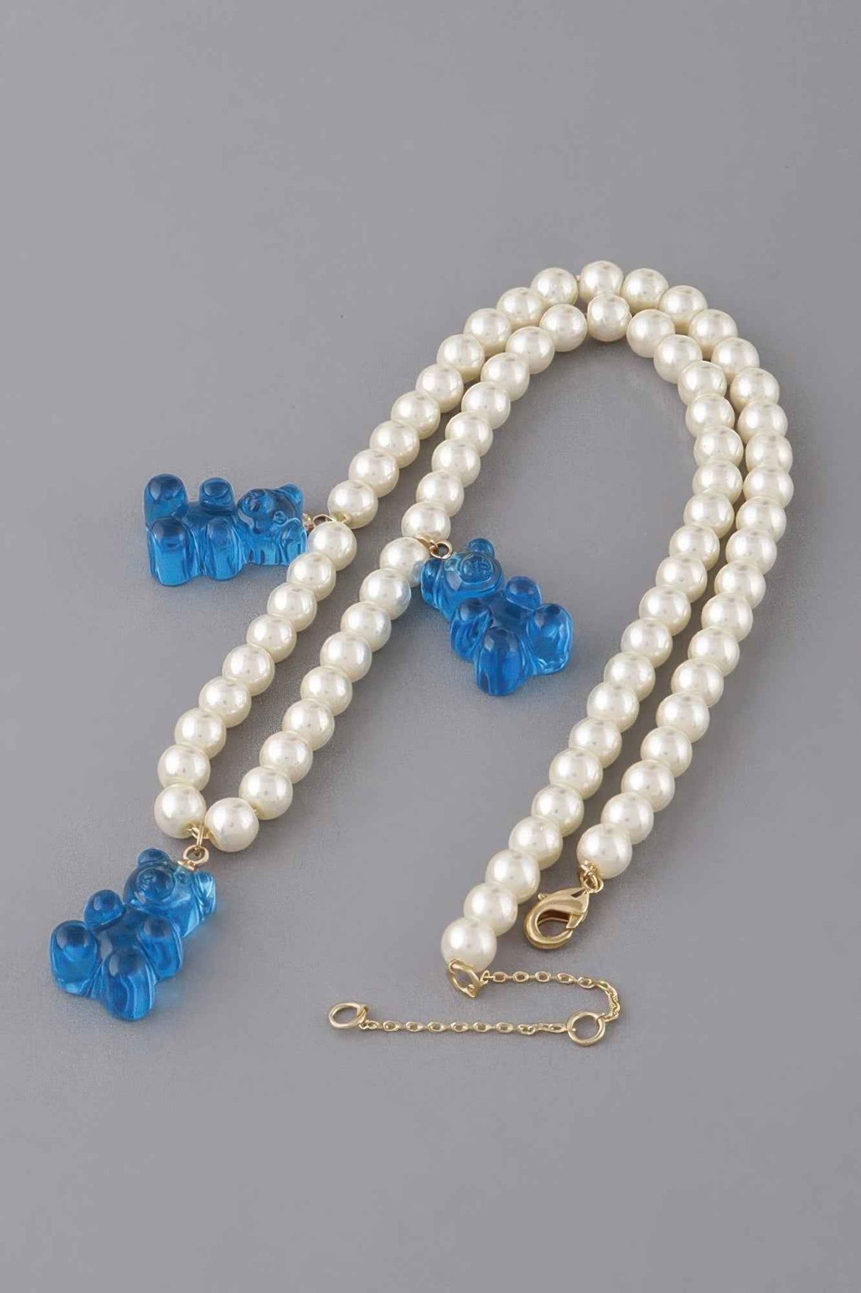 Pearled Gummy Bear Trio Necklace