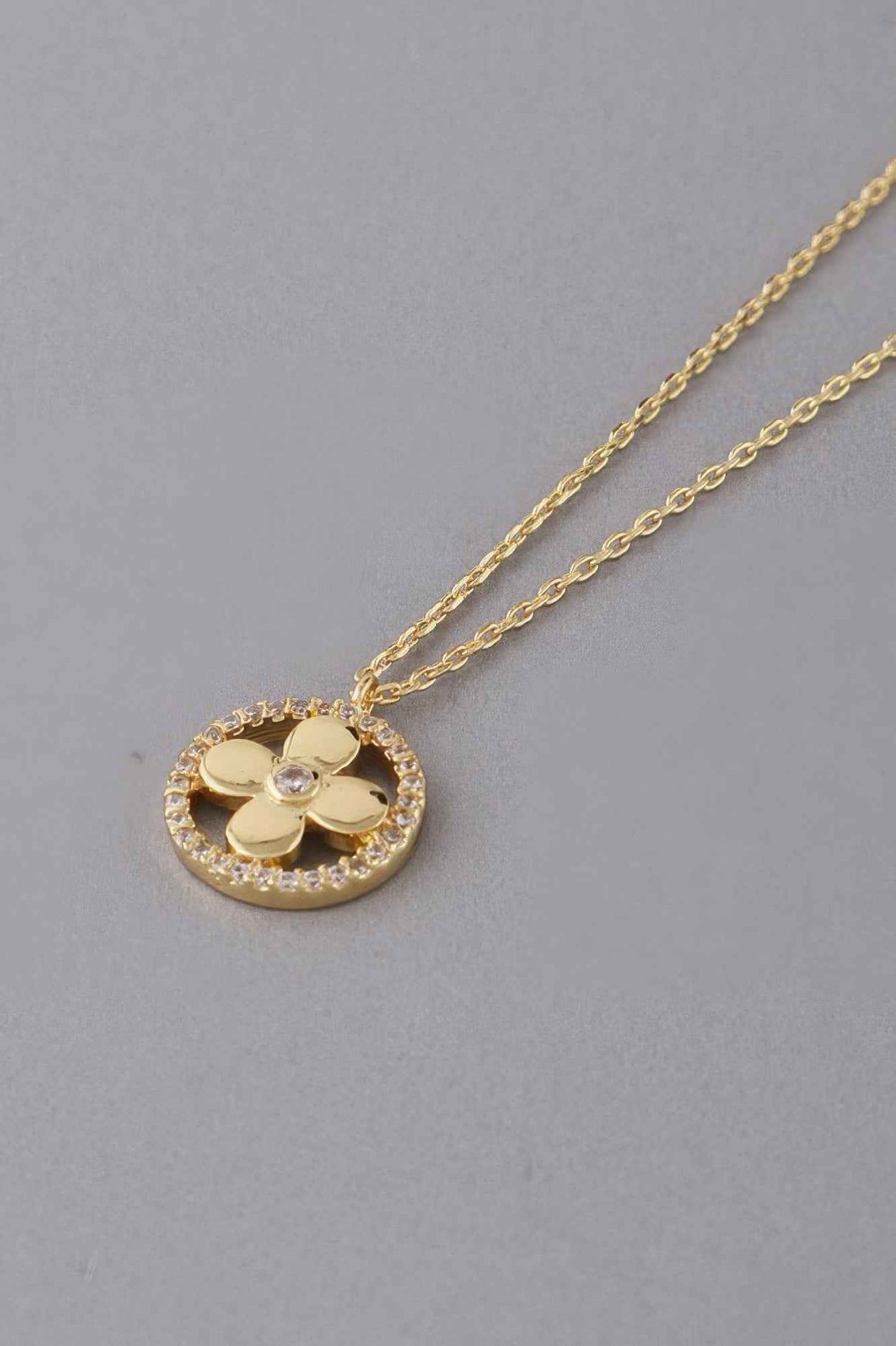 Jewel Lined Clover Pendant Necklace
