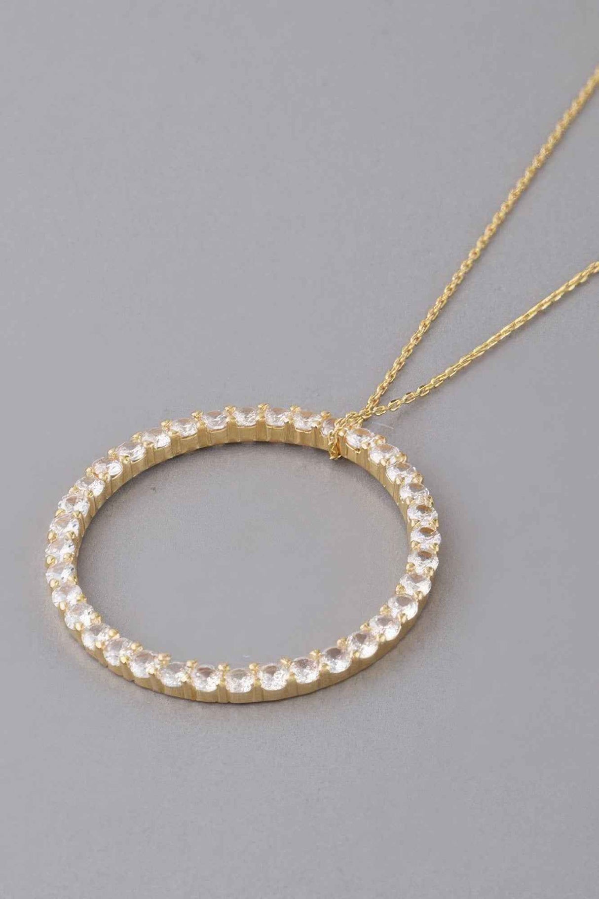 Jewel Lined Circle Pendant Necklace