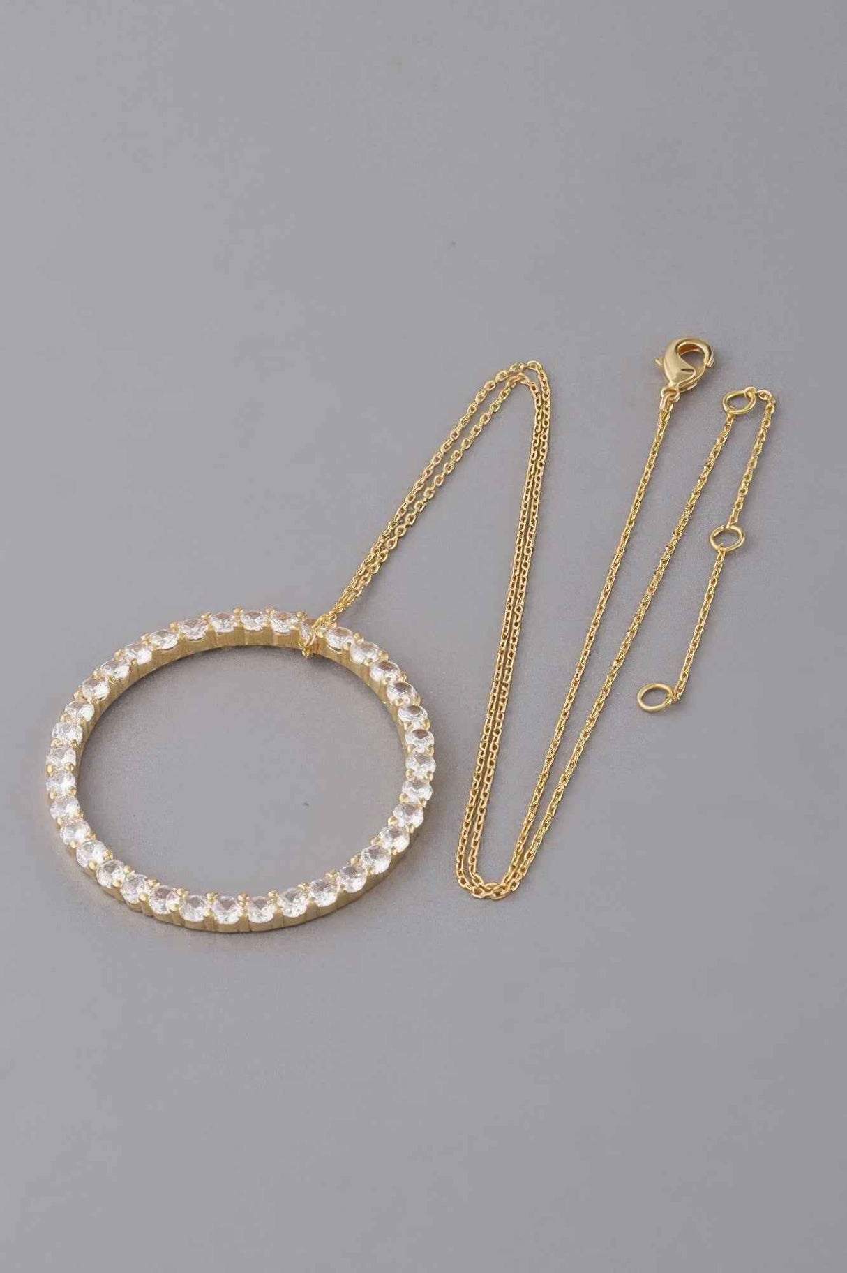 Jewel Lined Circle Pendant Necklace